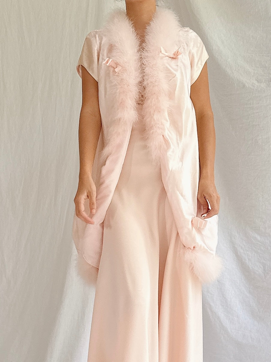 1960s Satin Pink Duster - M