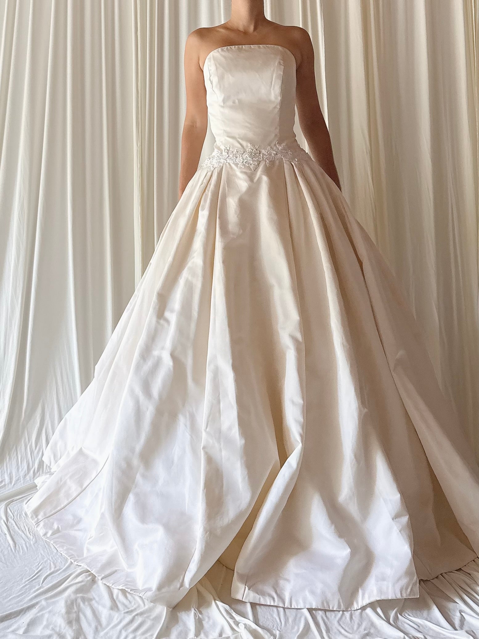 Vintage Strapless Silk Gown - M