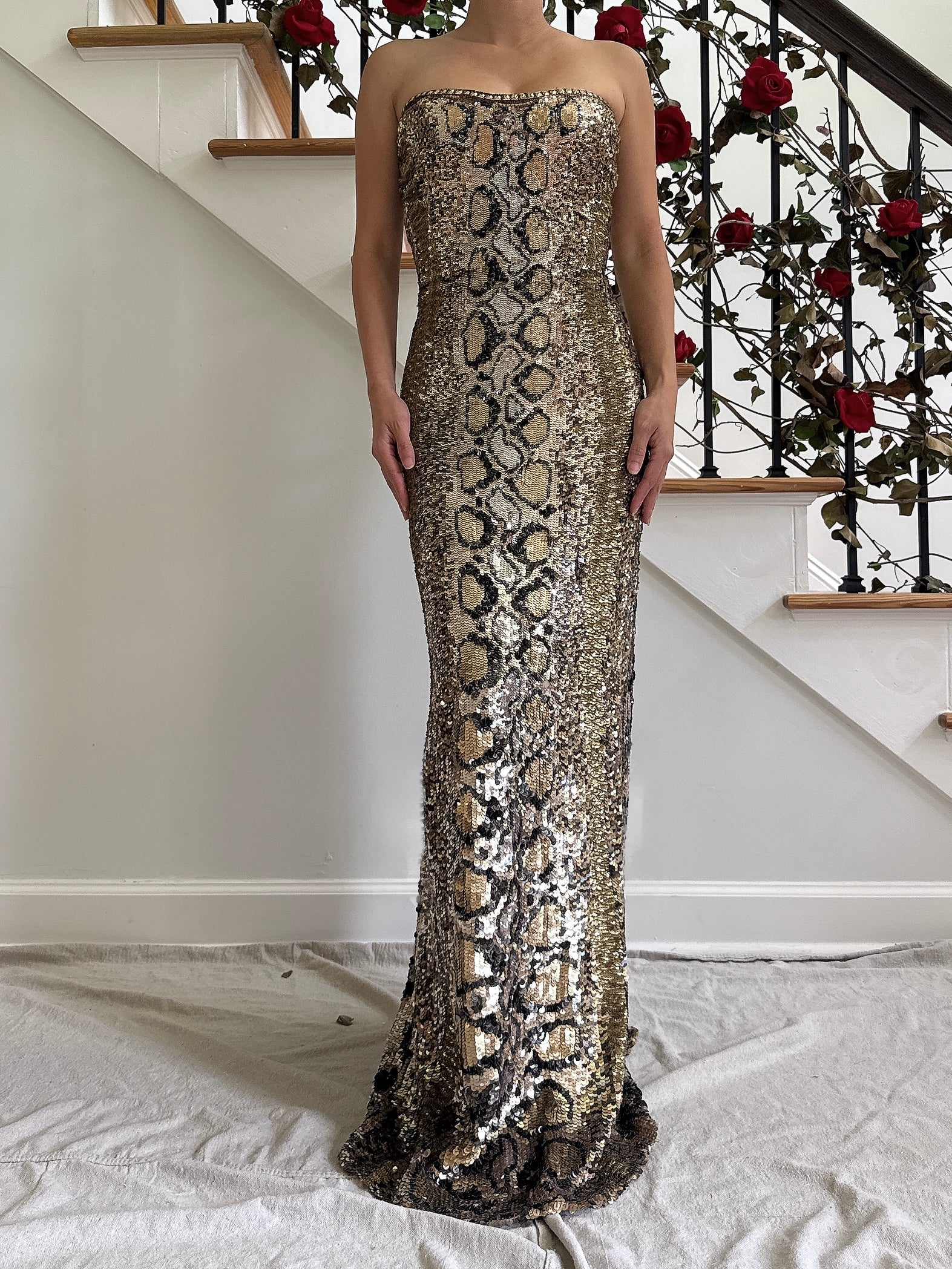 Vintage Gai Mattiolo Silk Sequin Python Dress - IT48/L