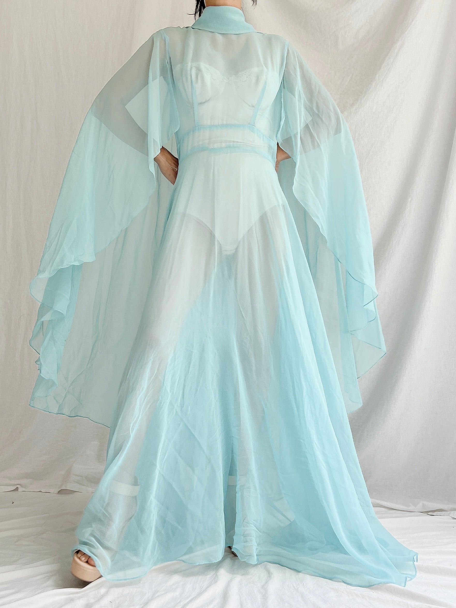 1960s Cyan Cape Gown - S