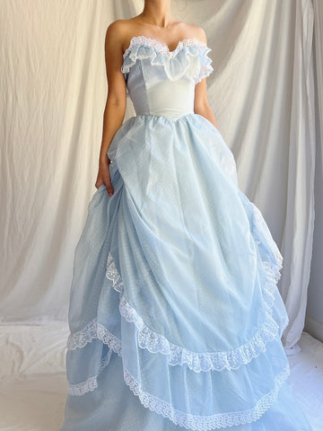 Vintage Gunne Sax Blue Corset Dress - XS/S