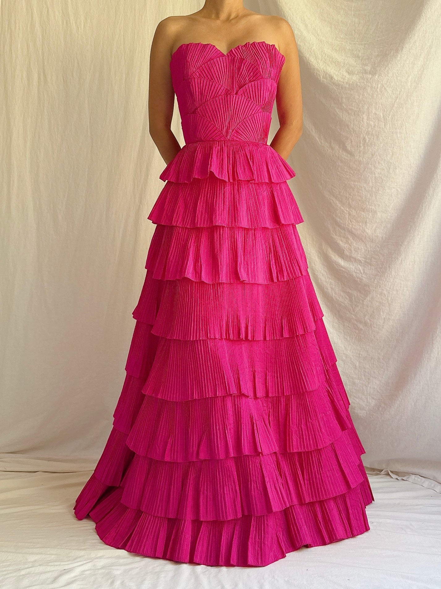 Vintage Saks 5th Ave Scalloped Silk Petal Dress - Size 4