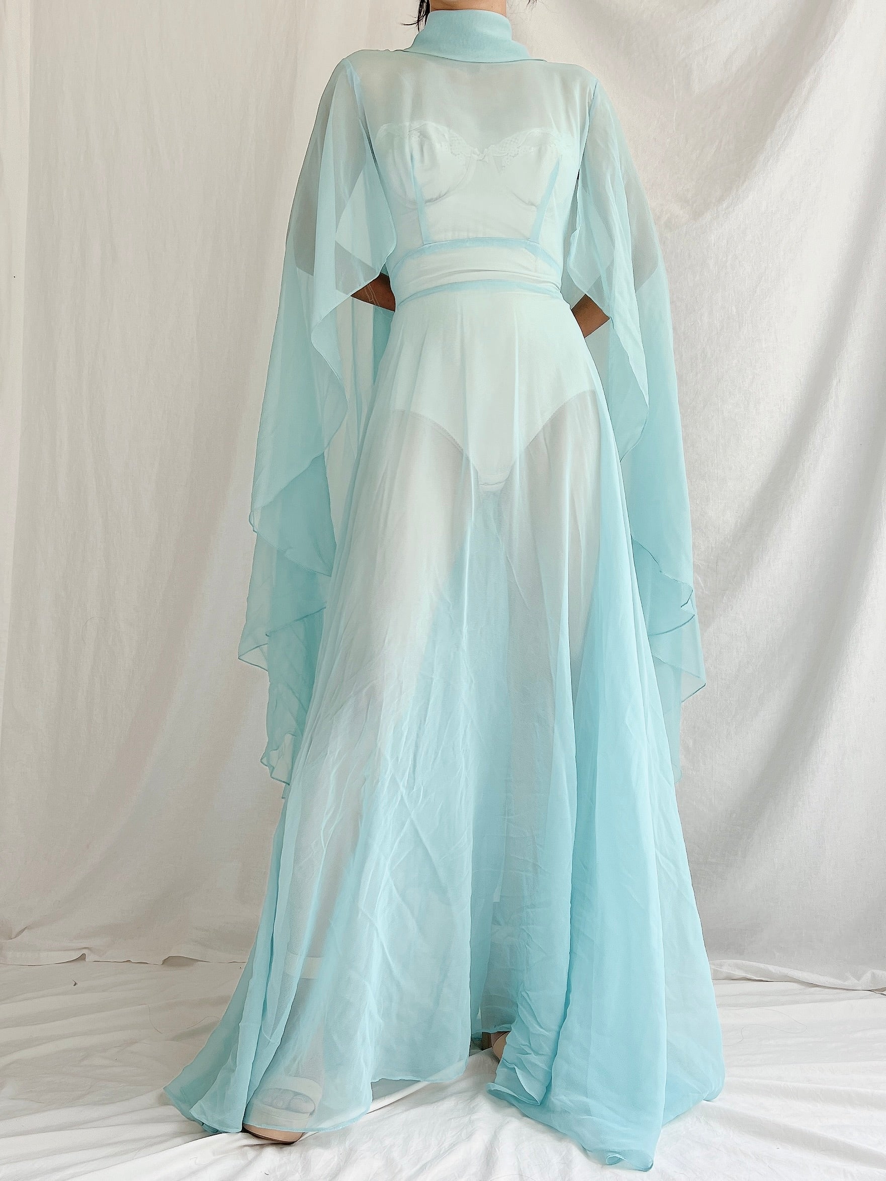 1960s Cyan Cape Gown - S