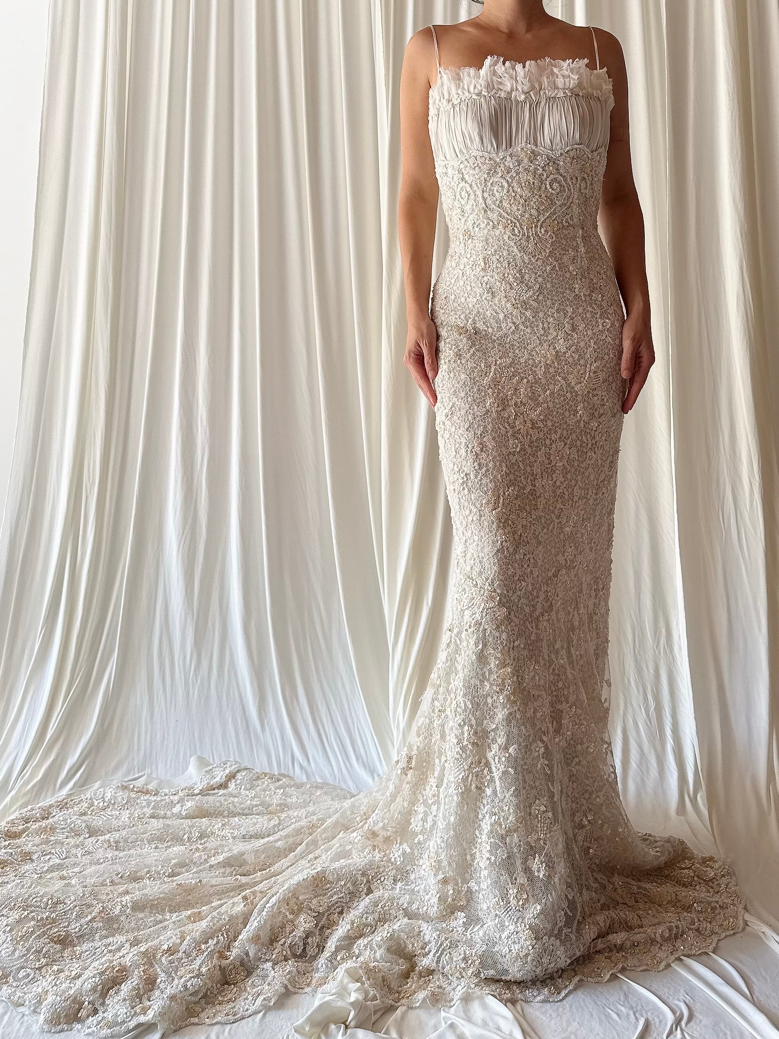 Vintage Manuel Mota Lace Beaded Dress - XS/2