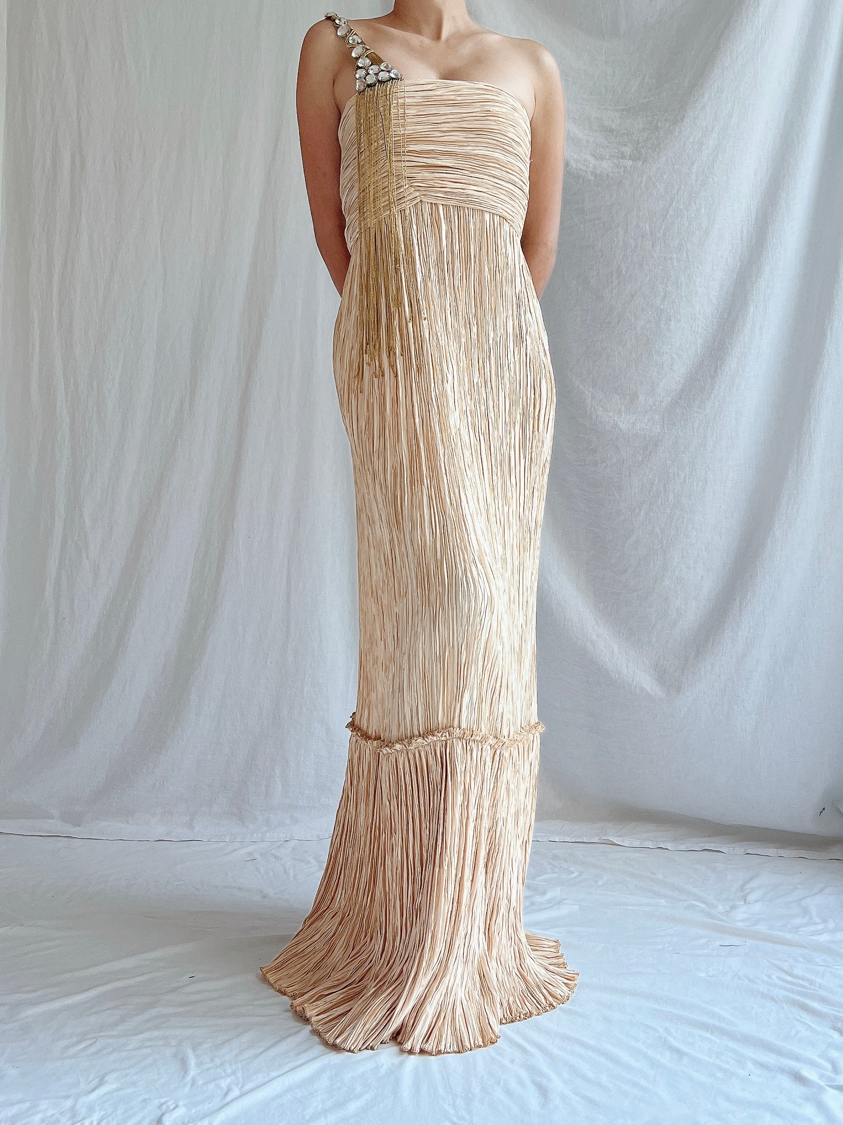 Vintage Mary McFadden Pleated Gown - M