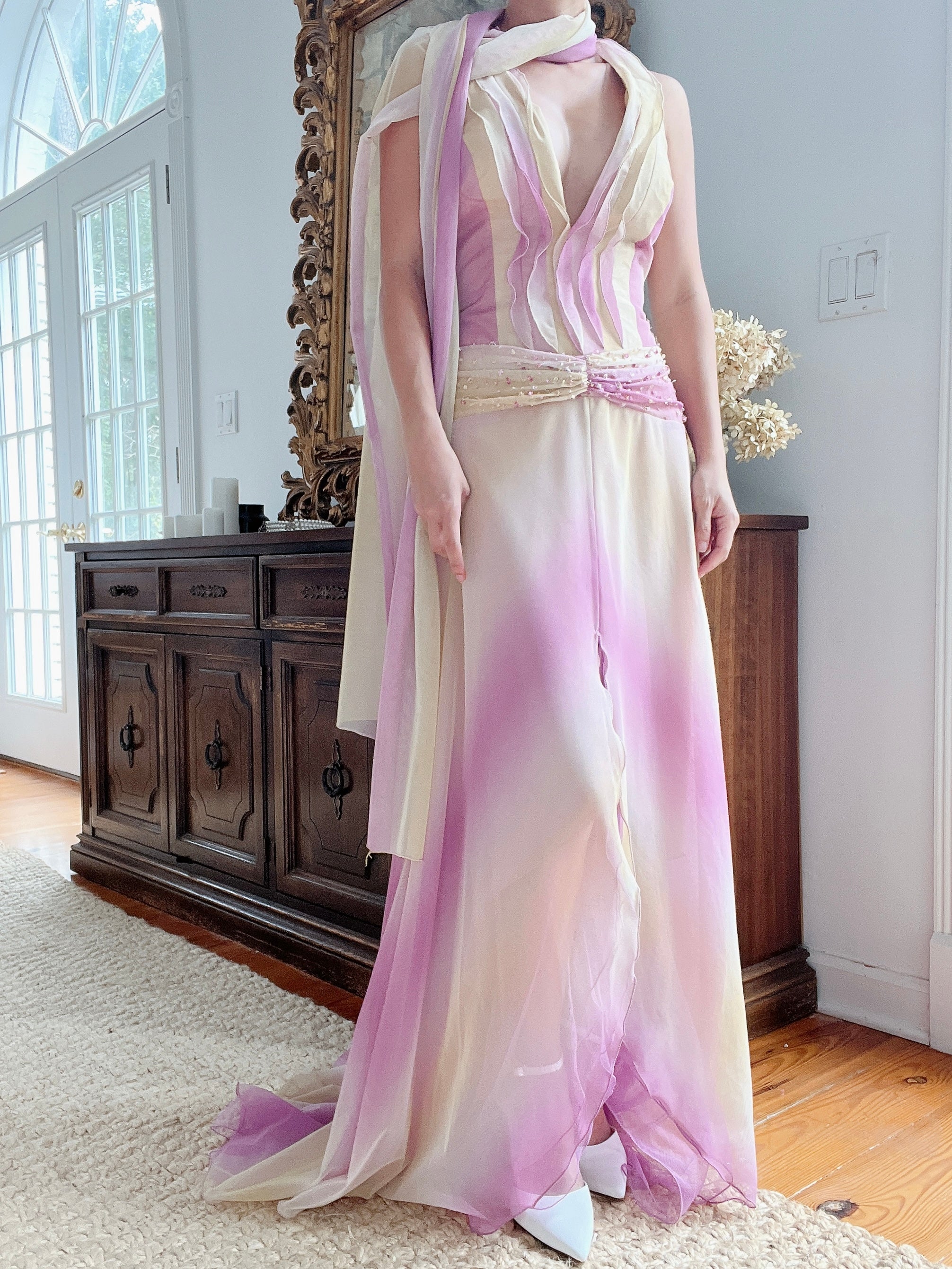 Yellow and Lilac Ombré Gown - M