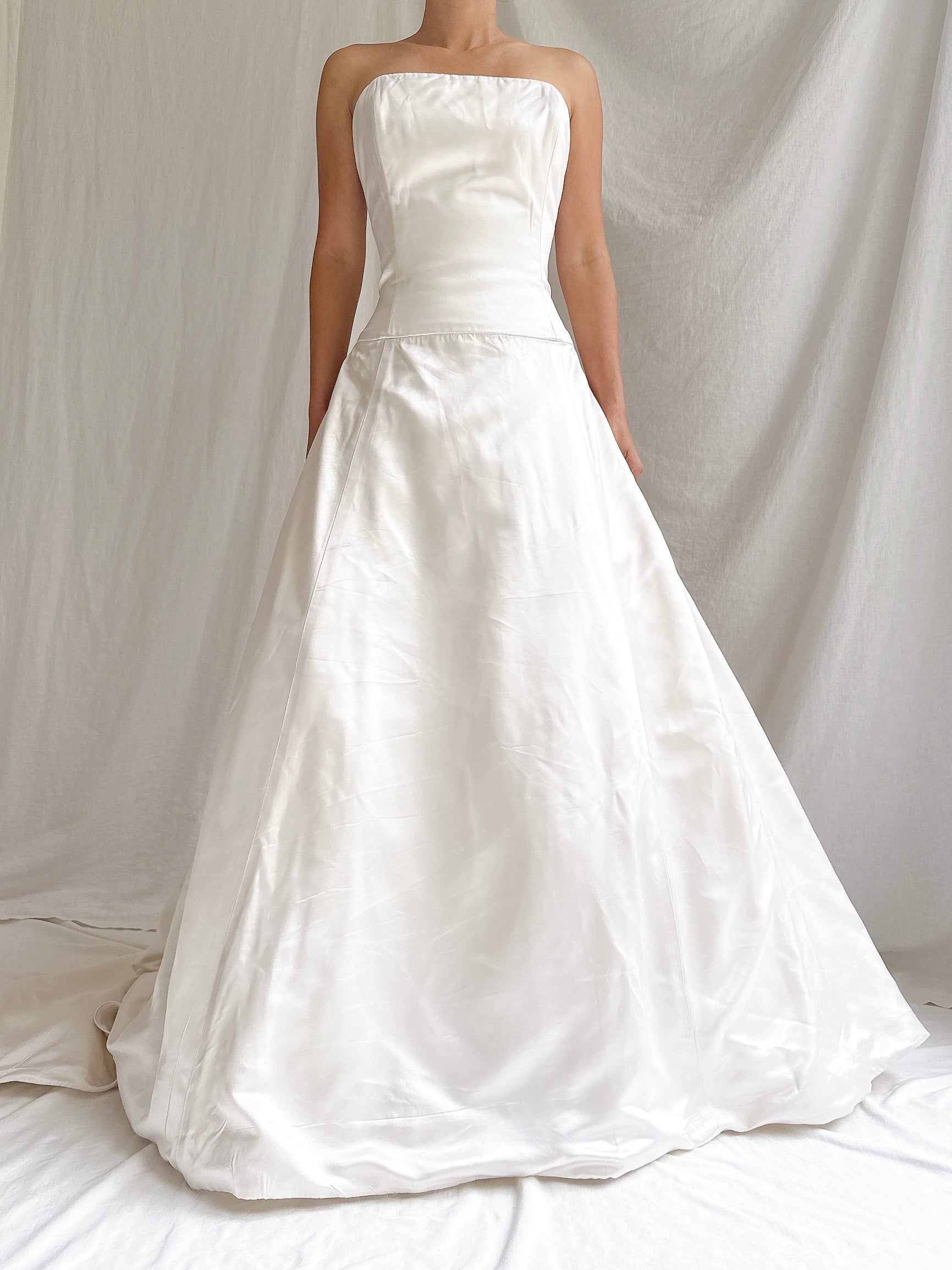 1990s Amsale Silk Strapless Gown - M/6