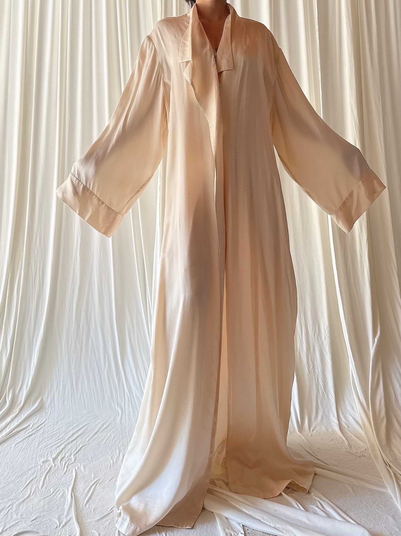 Vintage Silk Tuxedo Robe - L