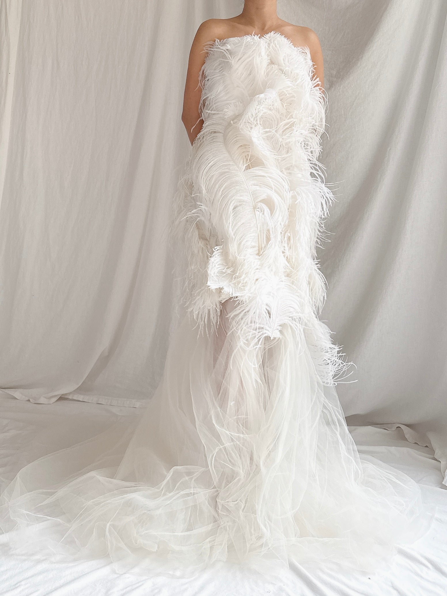 RESERVED Vintage 2-Piece Liancarlo Couture Feather Gown - S/6