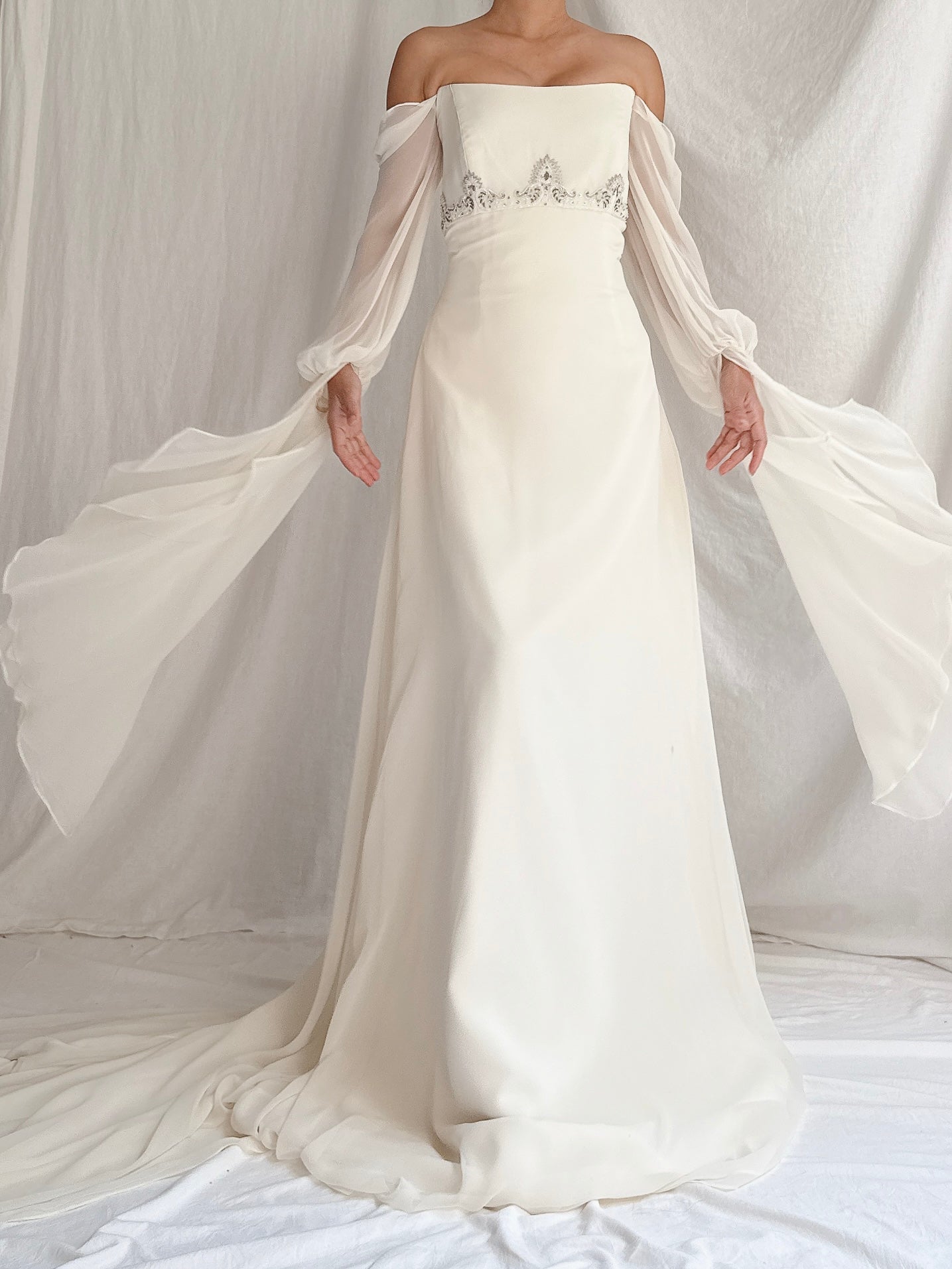 Vintage Jim Hjelm Chiffon Poet Sleeve Gown - S/M 4/6