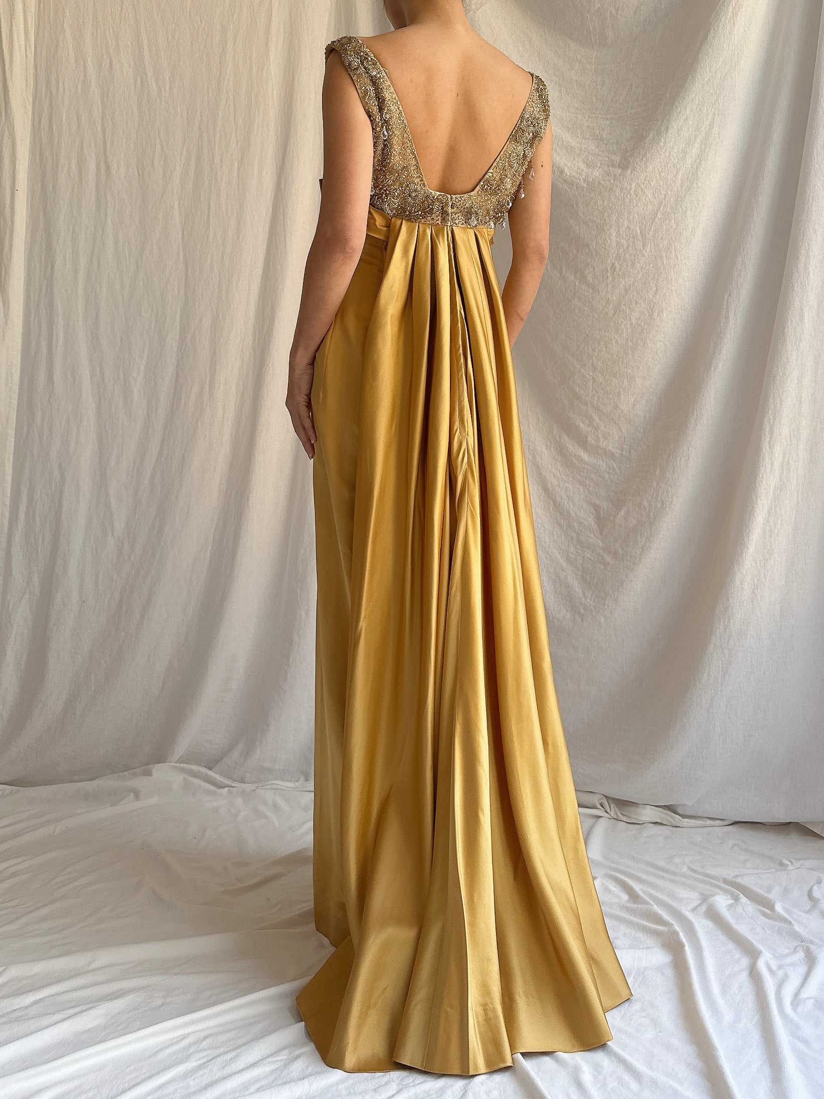 1960s Mustard Silk Gown - XS