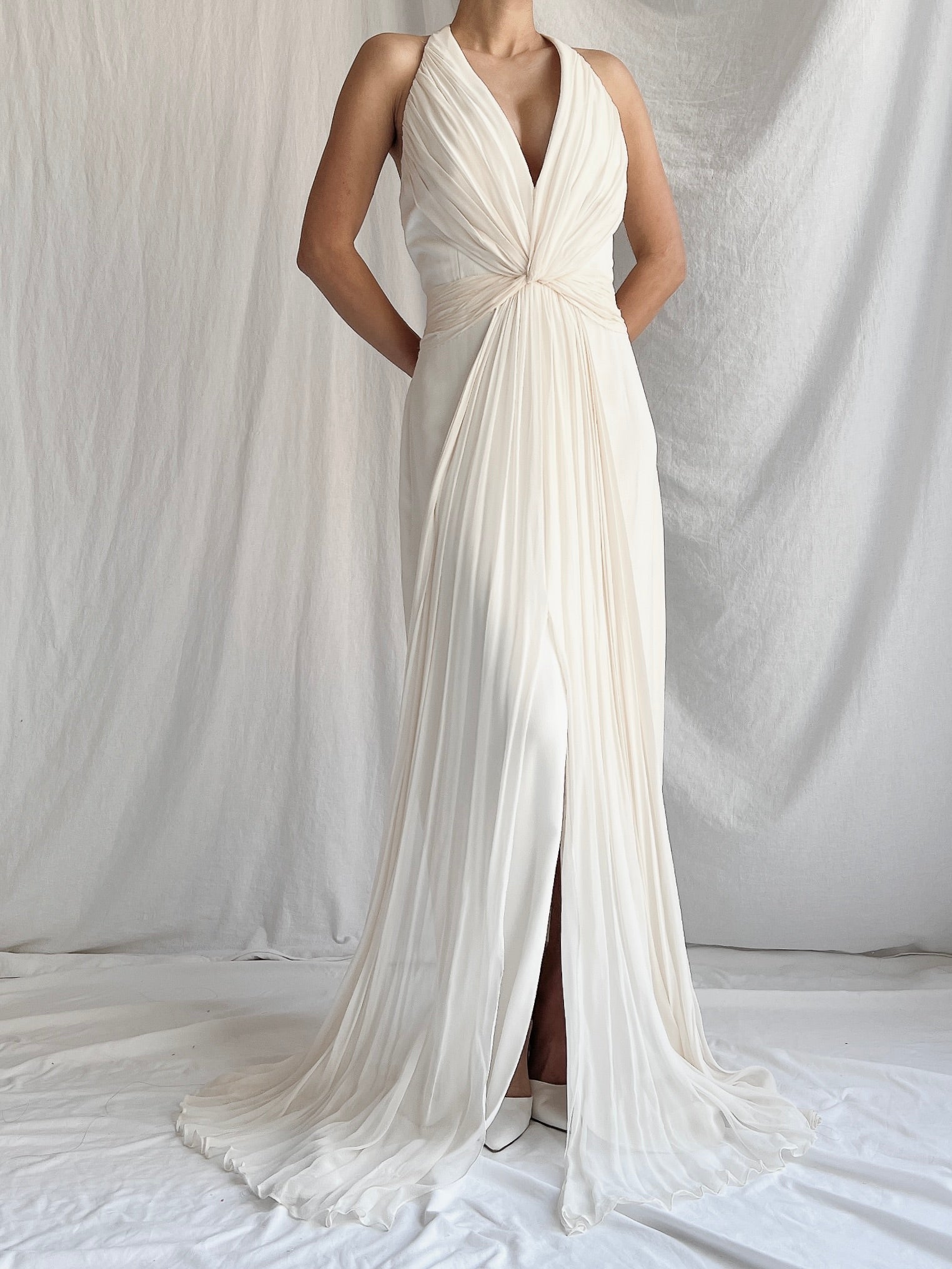 Romona Keveza Silk Draped Gown - S/M