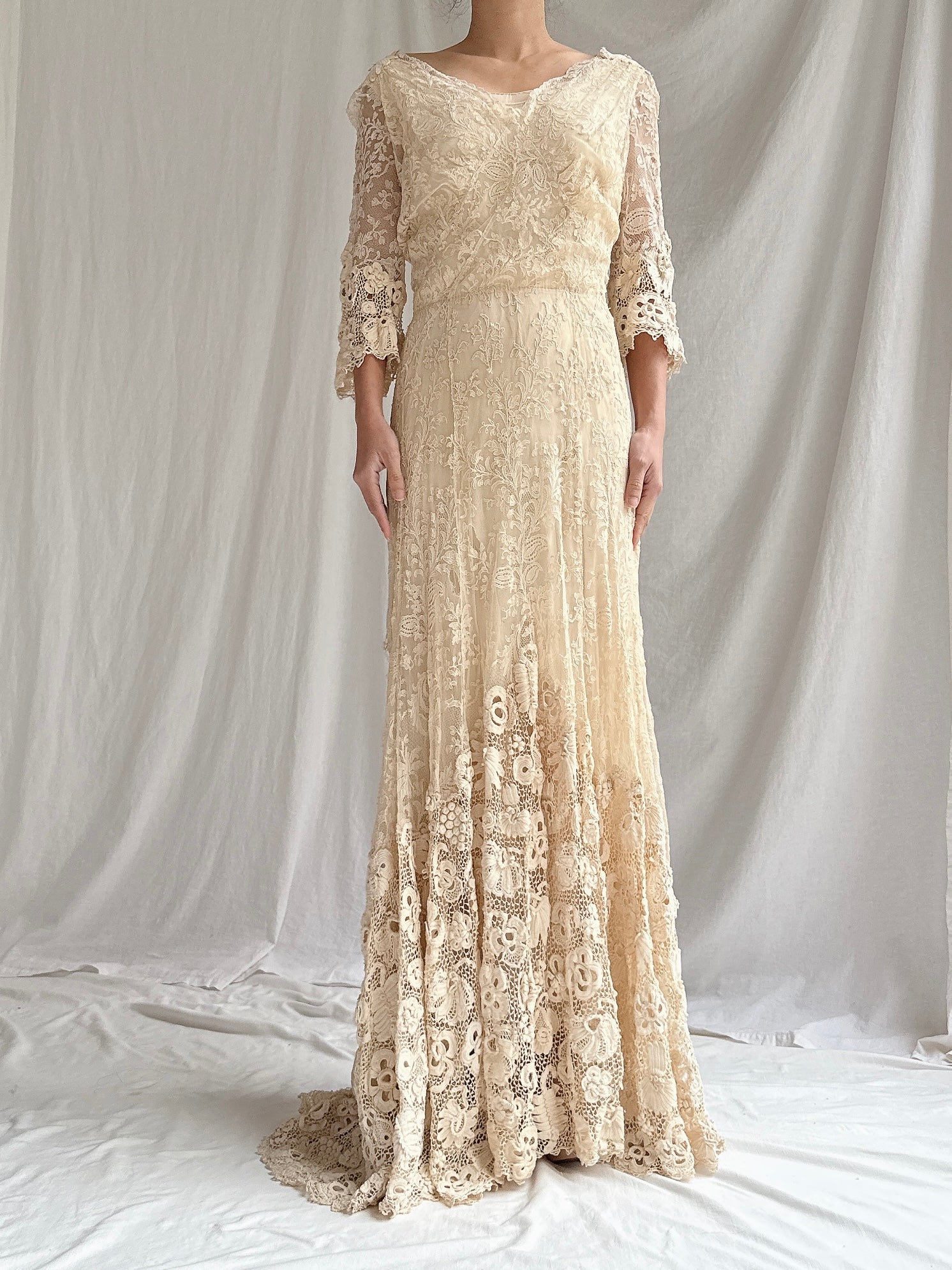 Antique French and Irish Lace Gown - XS