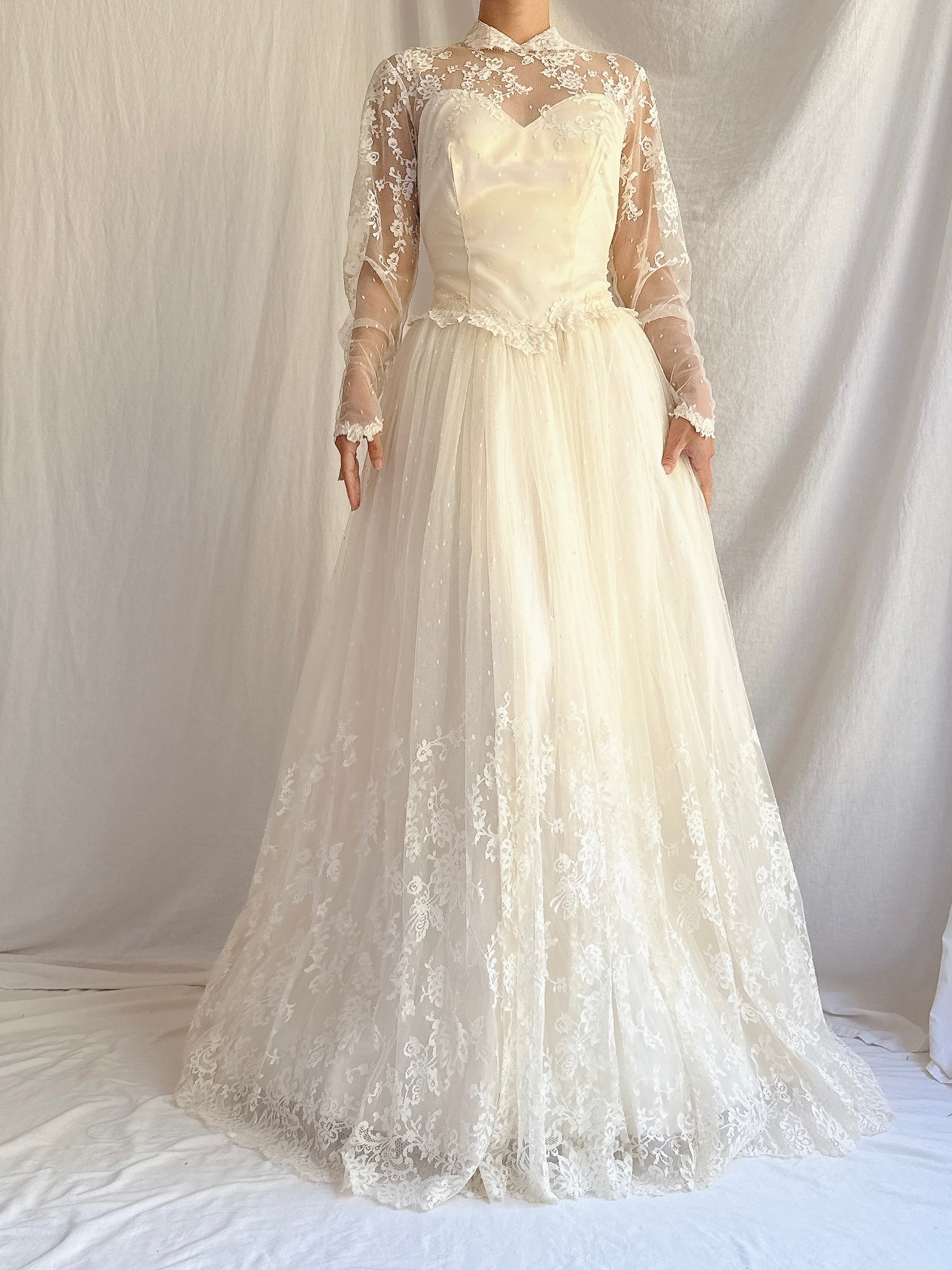 Vintage Silk Lace Gown - Size XS/S