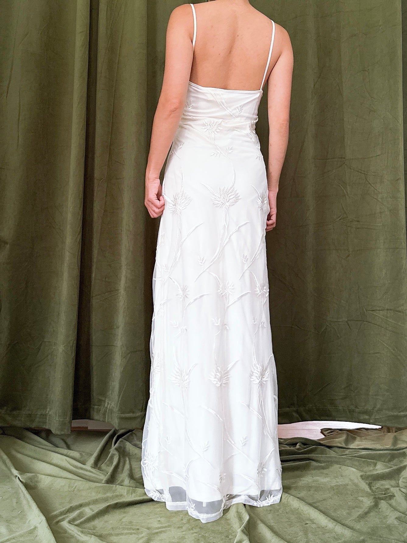 Vintage Tulle Embroidered Slip Dress - 35B/30W/42H/59L