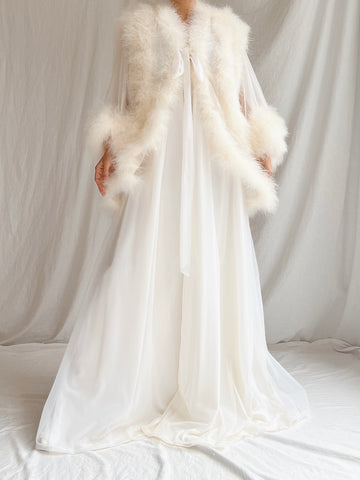 Vintage Sheer Marabou Feather Dressing Robe - OSFM