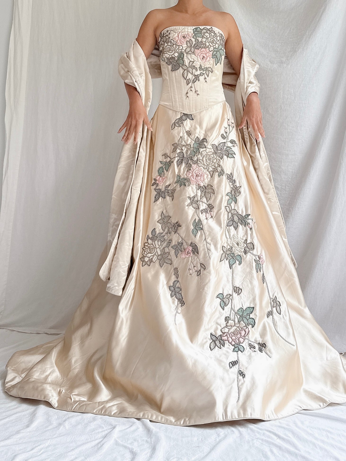 RESERVED 1990s Eavis & Brown Couture Silk Embroidered 3-Piece Set - M/L UK 14