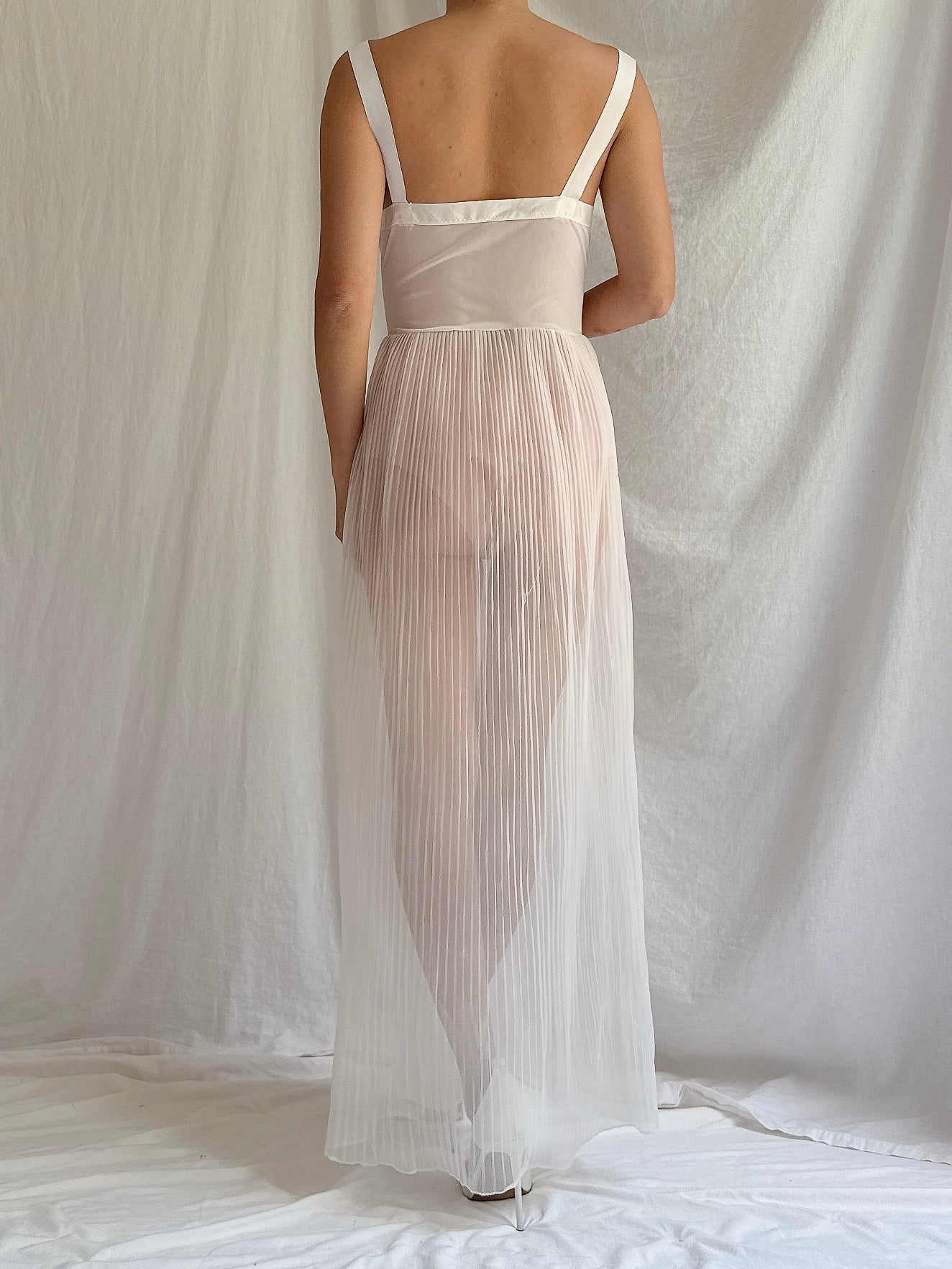 1950s Crystal Pleated Slip Dress - S