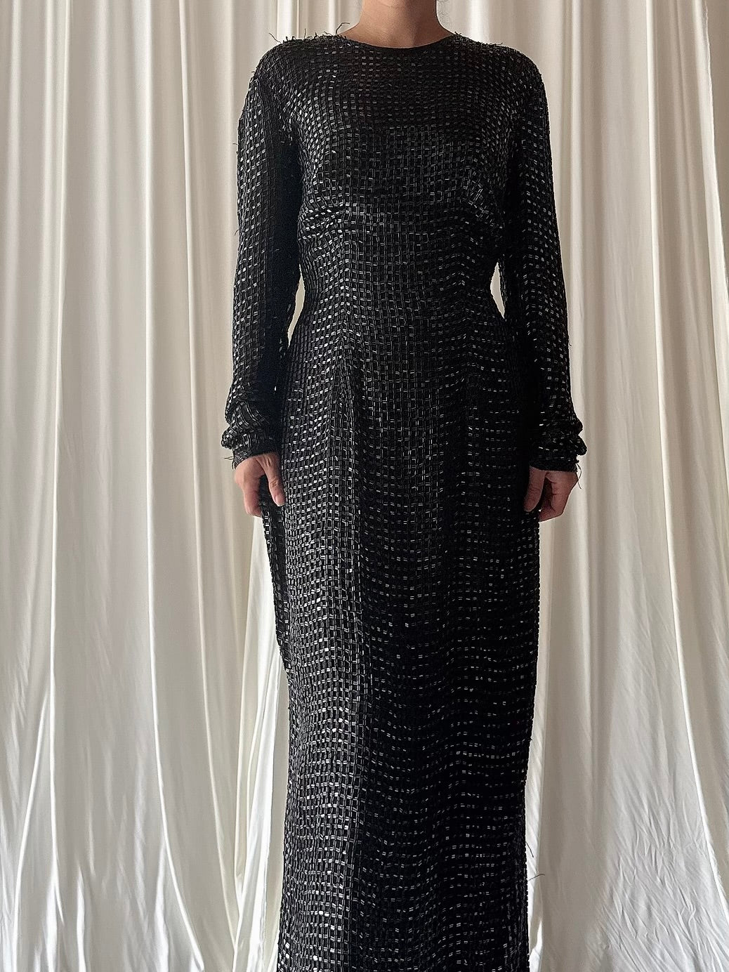 Vintage Steven Yearrick Black Silk Beaded Gown - M/6