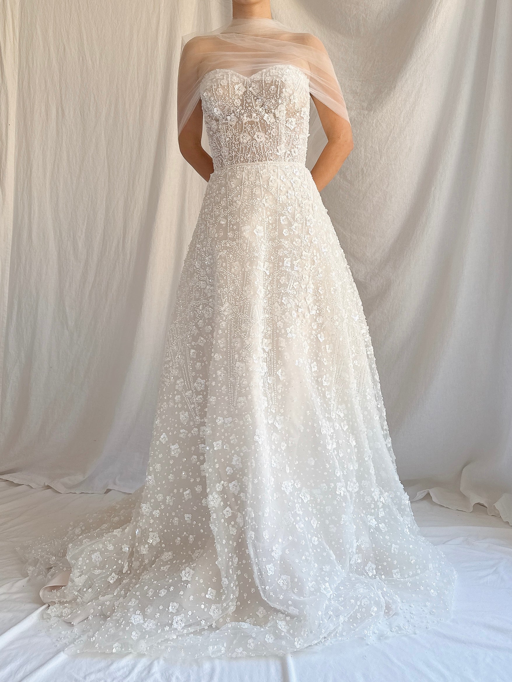 Beaded Embelished Tulle Gown - S/4