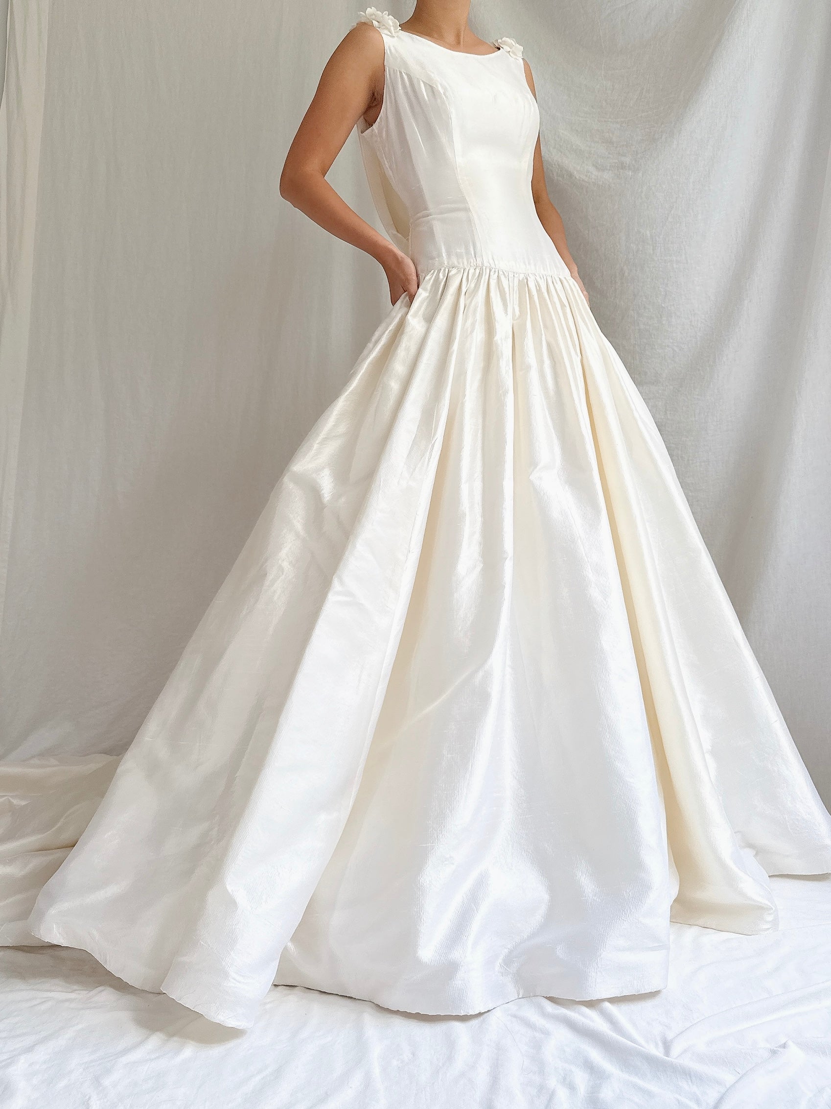 Vintage Silk Boatneck Gown - S/M