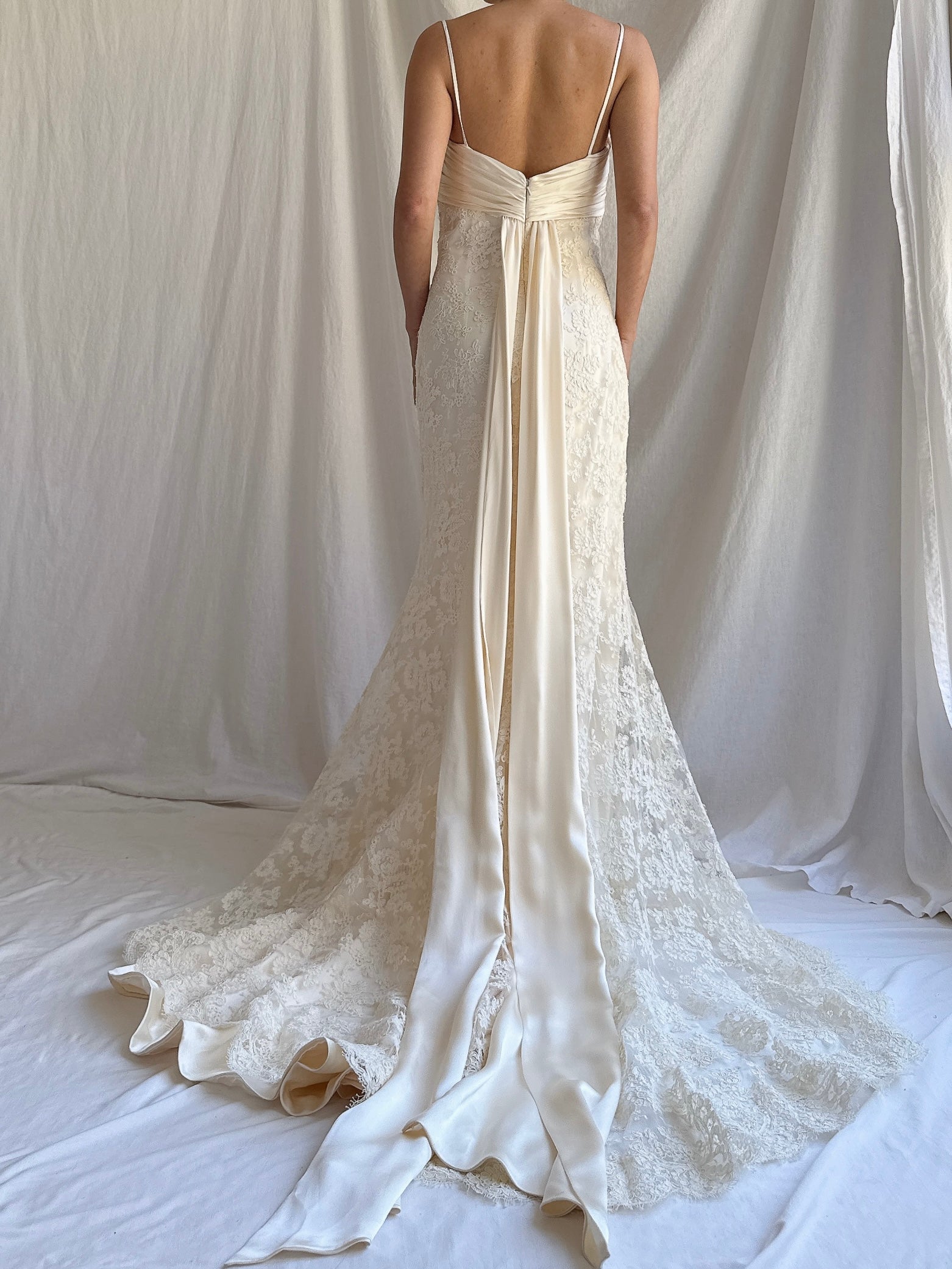 Vintage Alencon Lace and Silk Gown - S/6