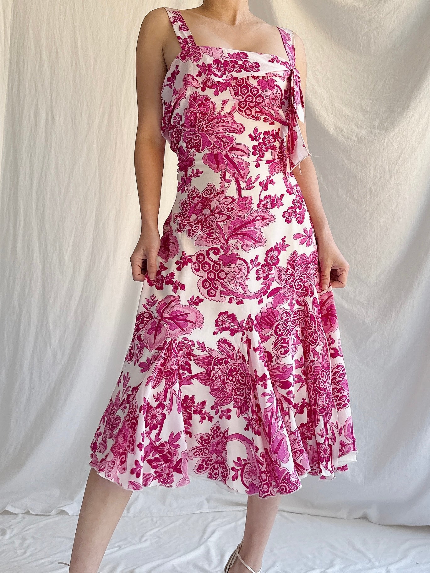 Vintage Silk Paule Vasseur Floral Dress - M/44