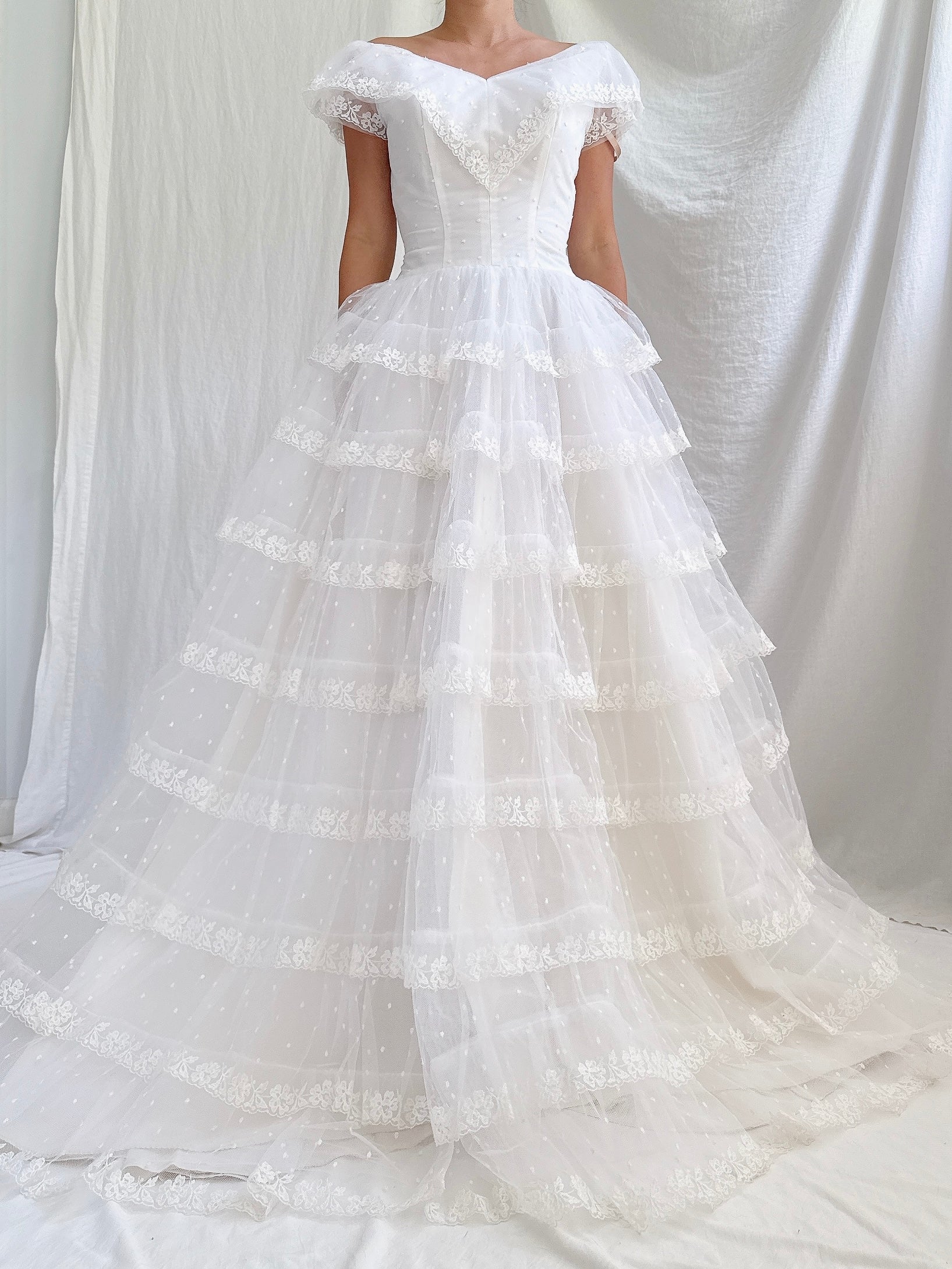 1950s Tier Tulle Dress - S
