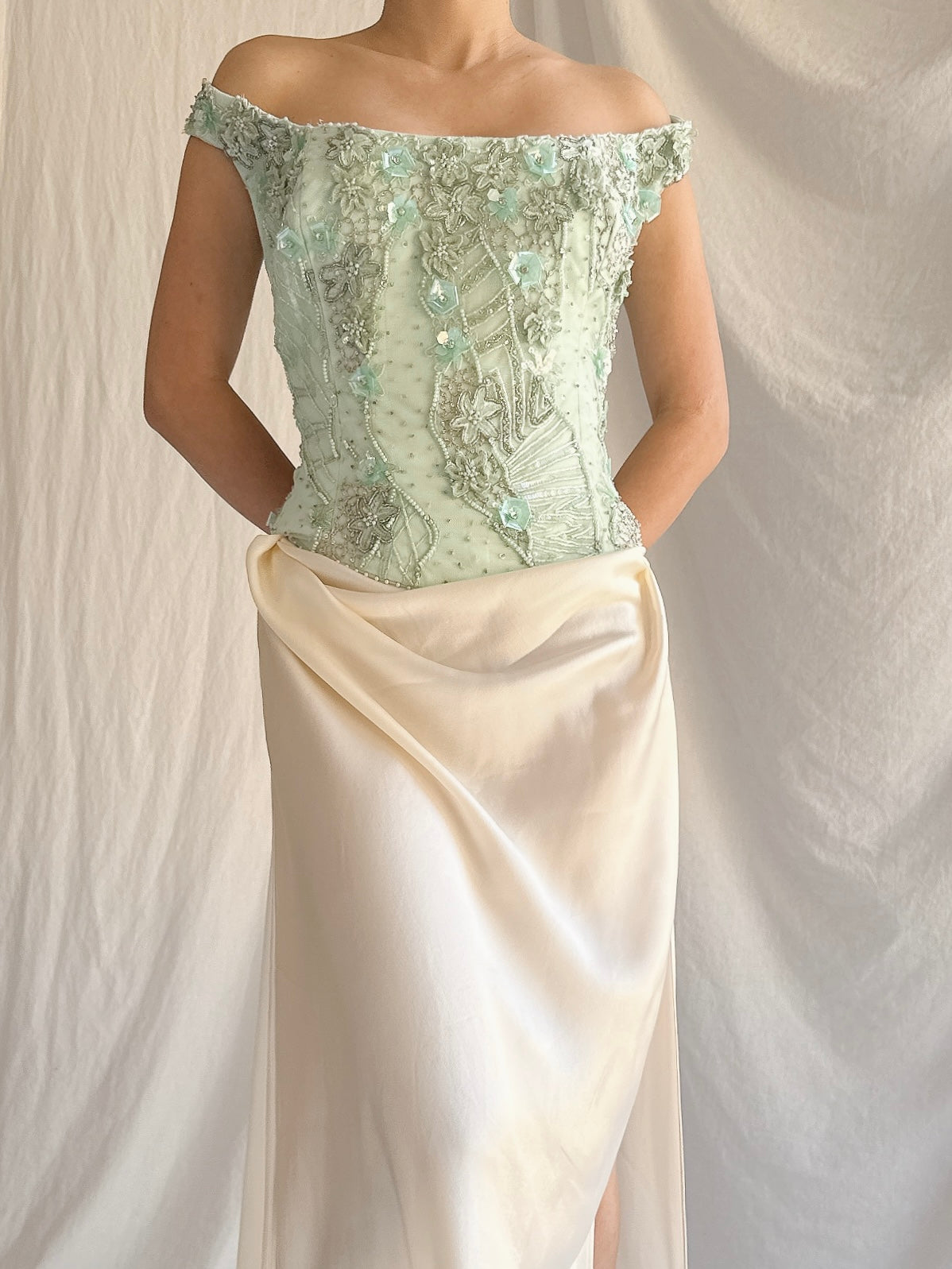 Vintage Bellville Sassoon Seafoam Embelished Top - M/8