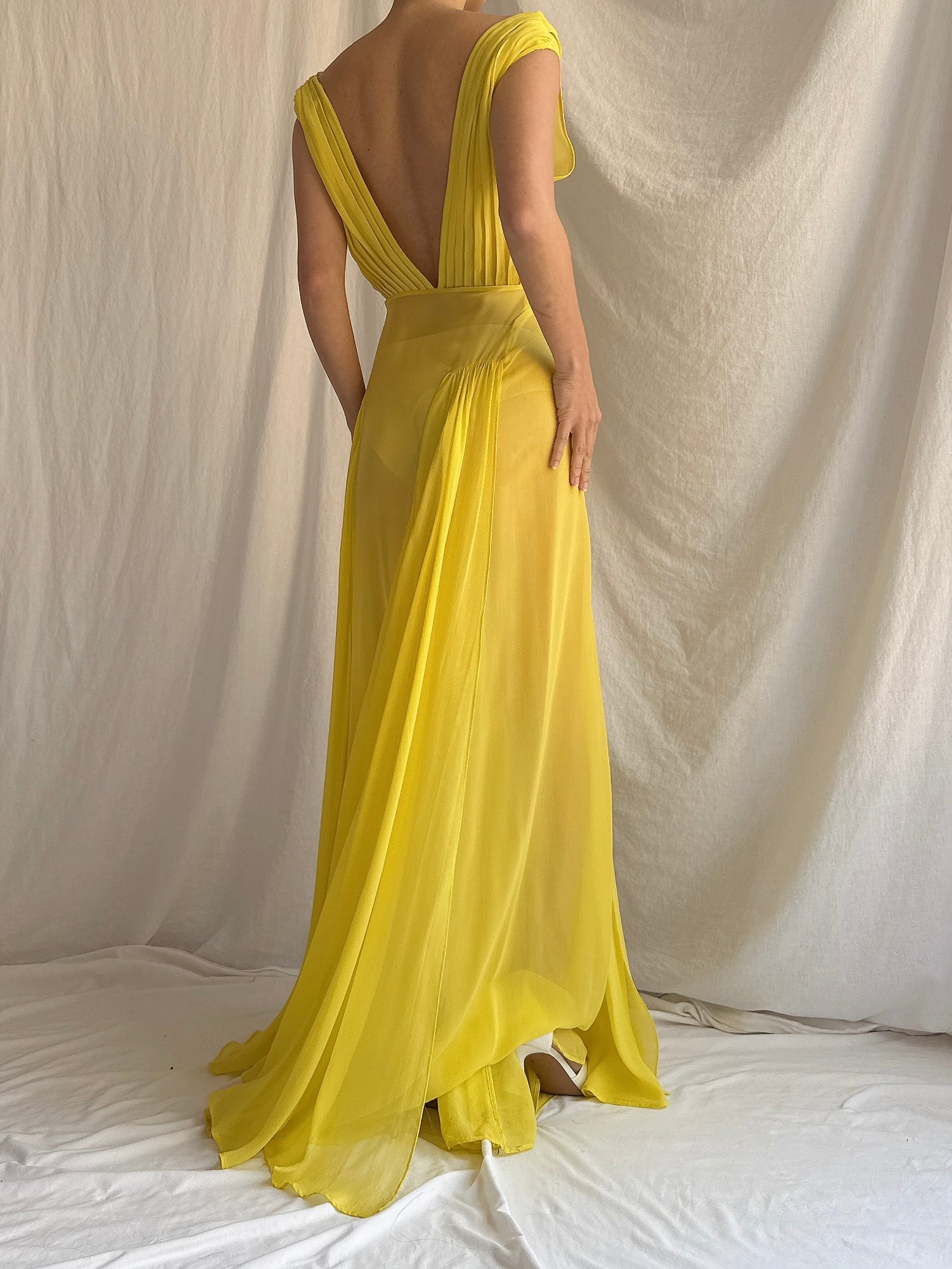 Vintage Sheer Silk Chiffon Gown - M