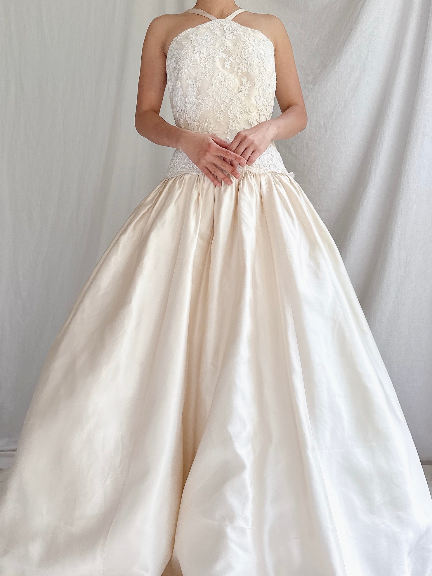 Vintage Halter Dropped Waist Gown - M