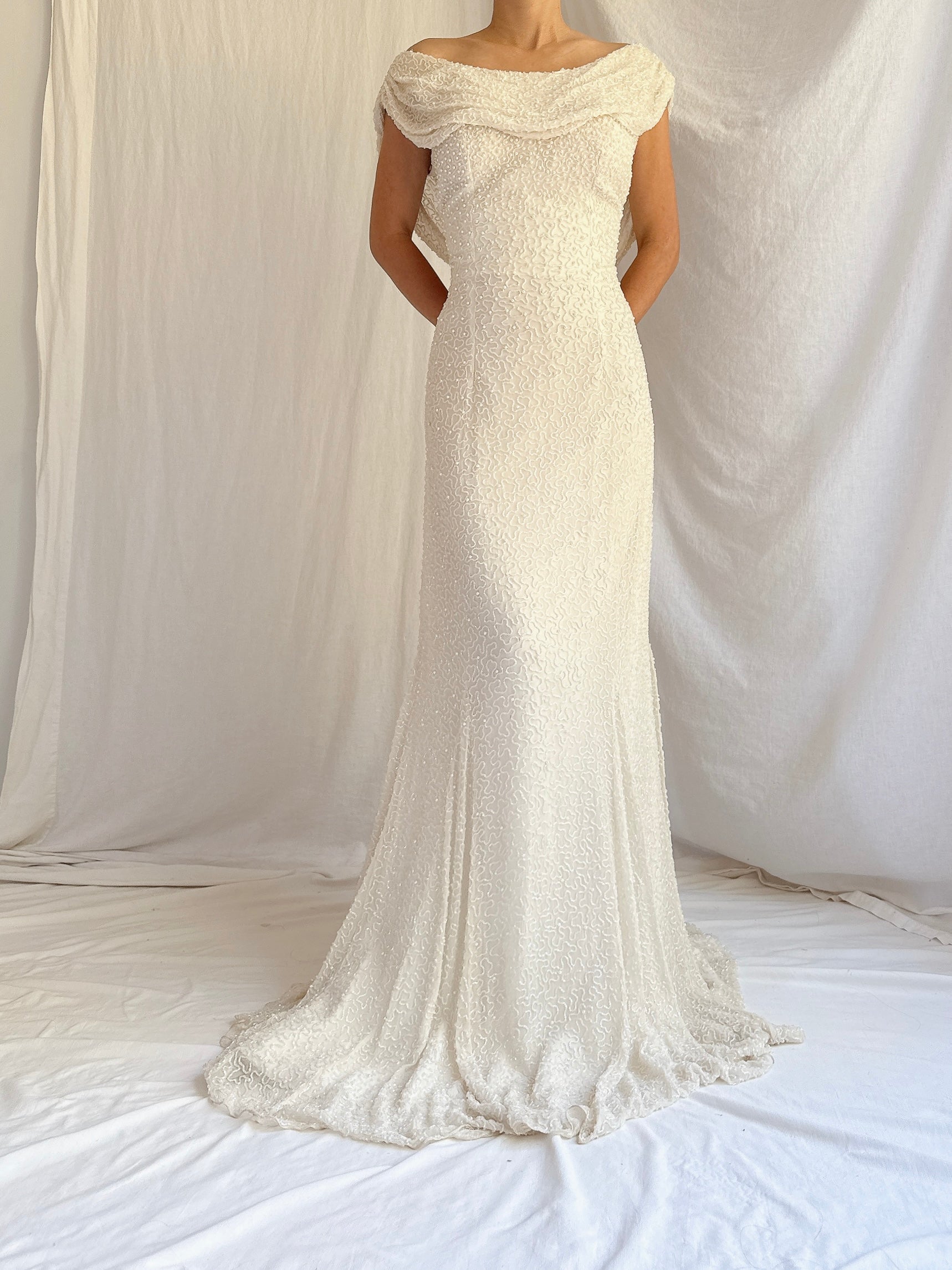 Vintage Silk Beaded Gown - S
