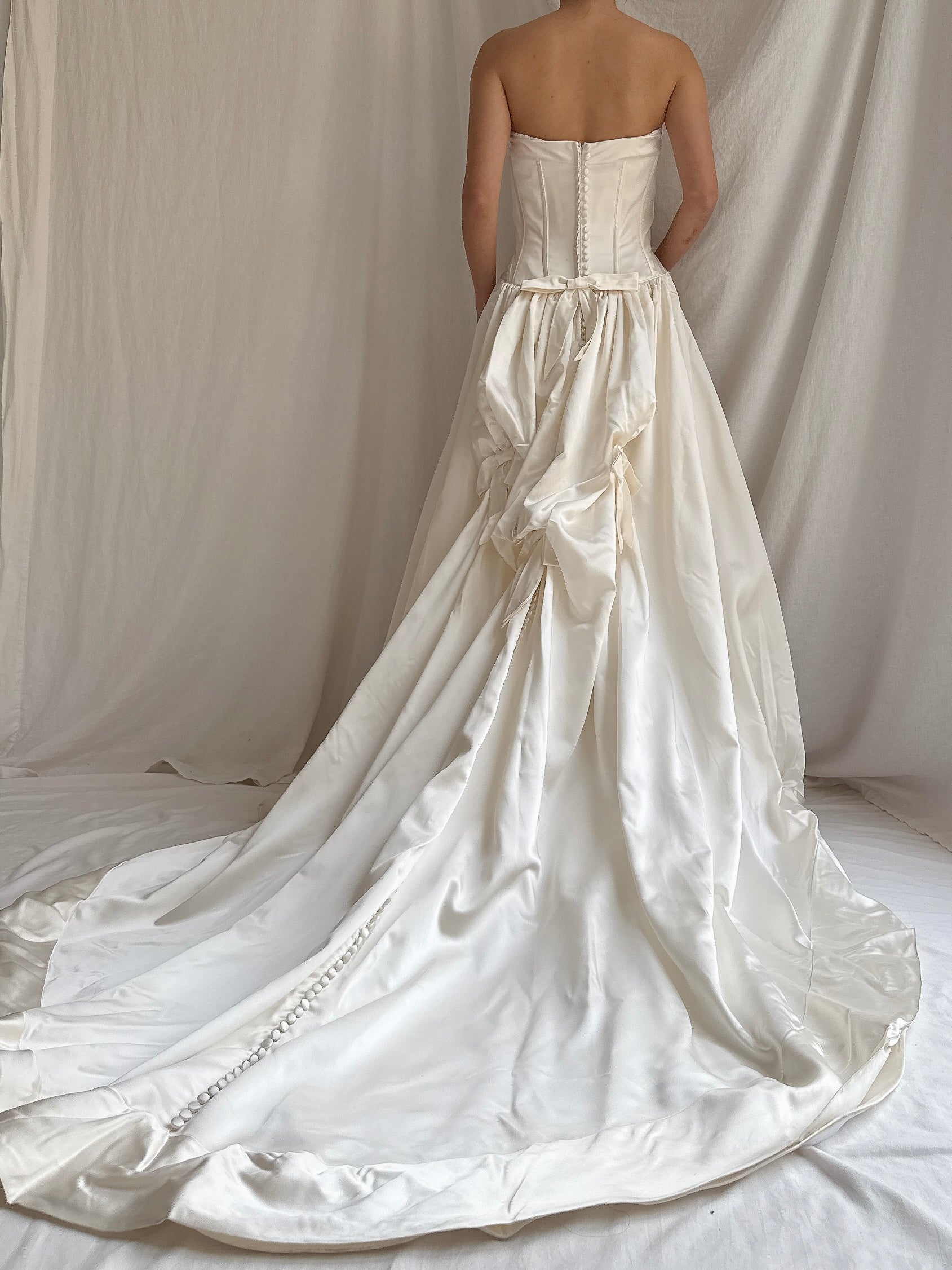 Vintage Randy Fenoli Silk and Satin Strapless Dress - M