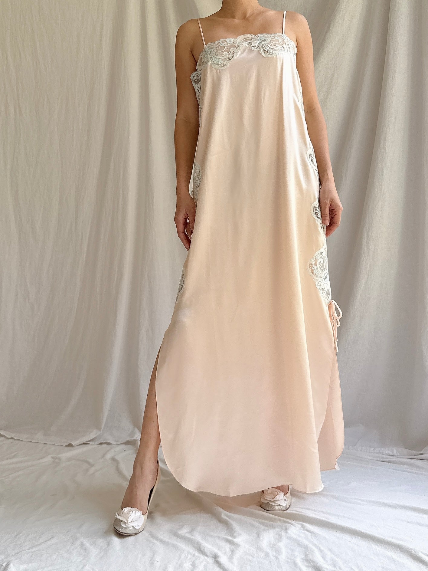 Vintage Pink Slip Dress - M