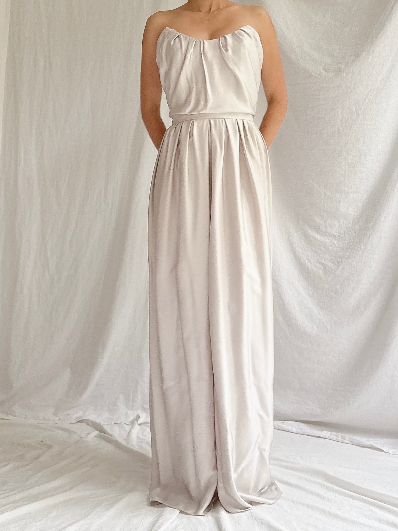 pewter silk dress Whistles Cowl-Neck Tie-Back Satin Maxi Dress