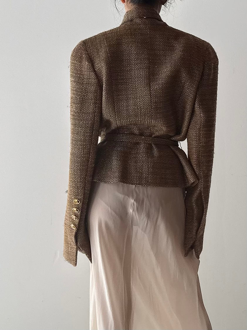 Vintage Carven Paris Silk Tweed Jacket - FR 44
