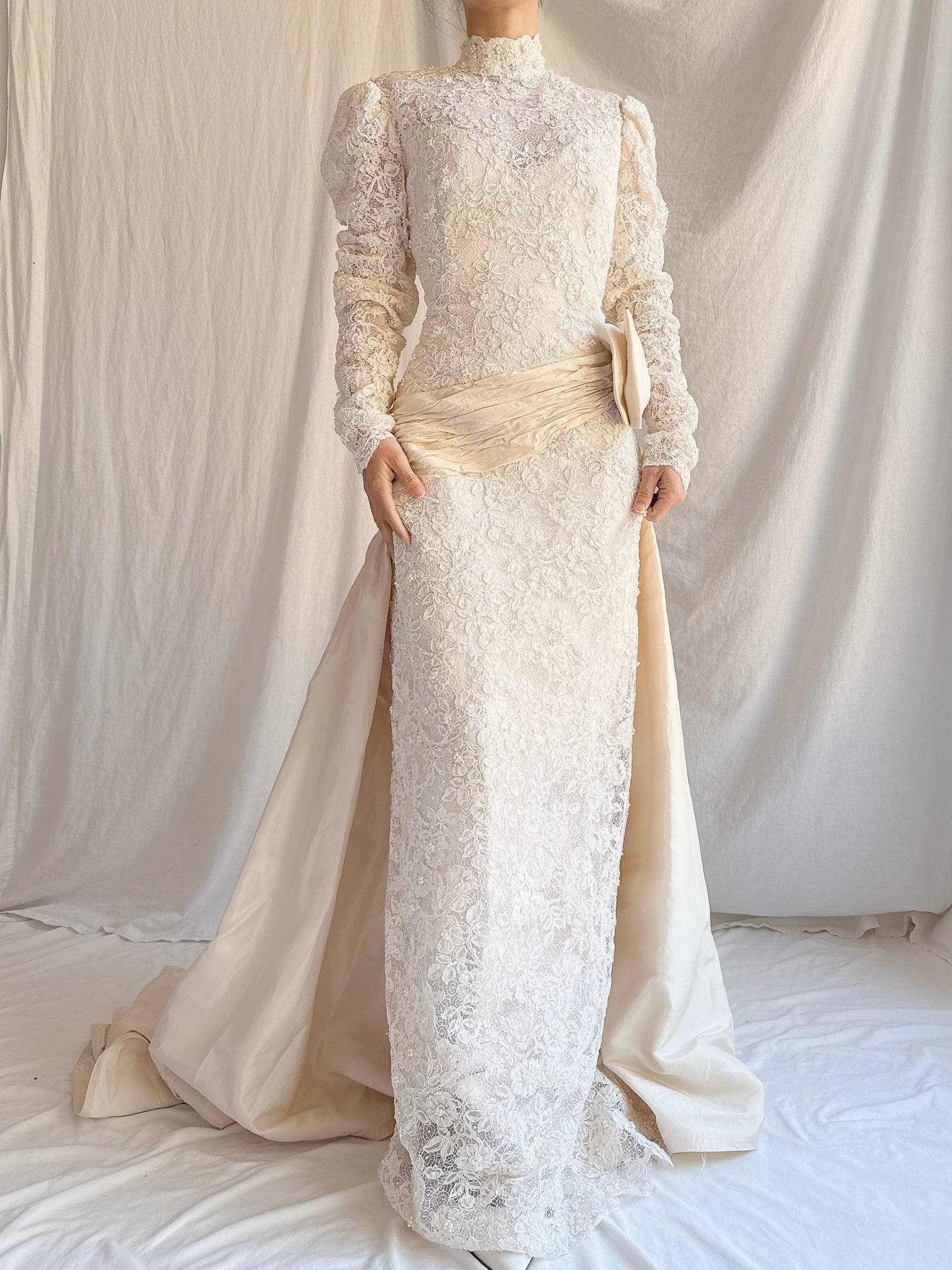 Vintage Jim Hjelm Lace and Silk Tafetta Gown - S/M US 6