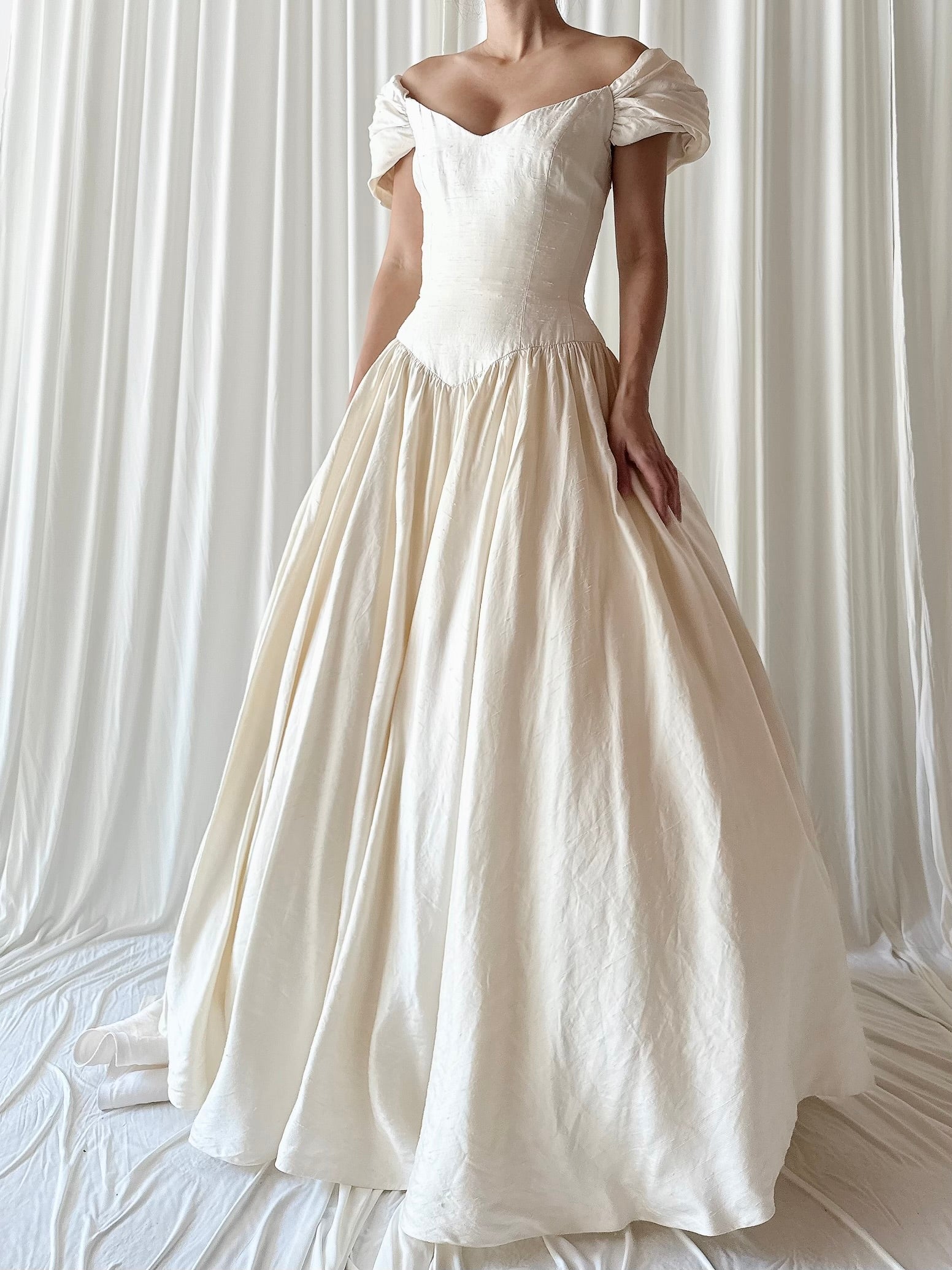 Vintage Raw Silk Basque Waist Gown - M/6