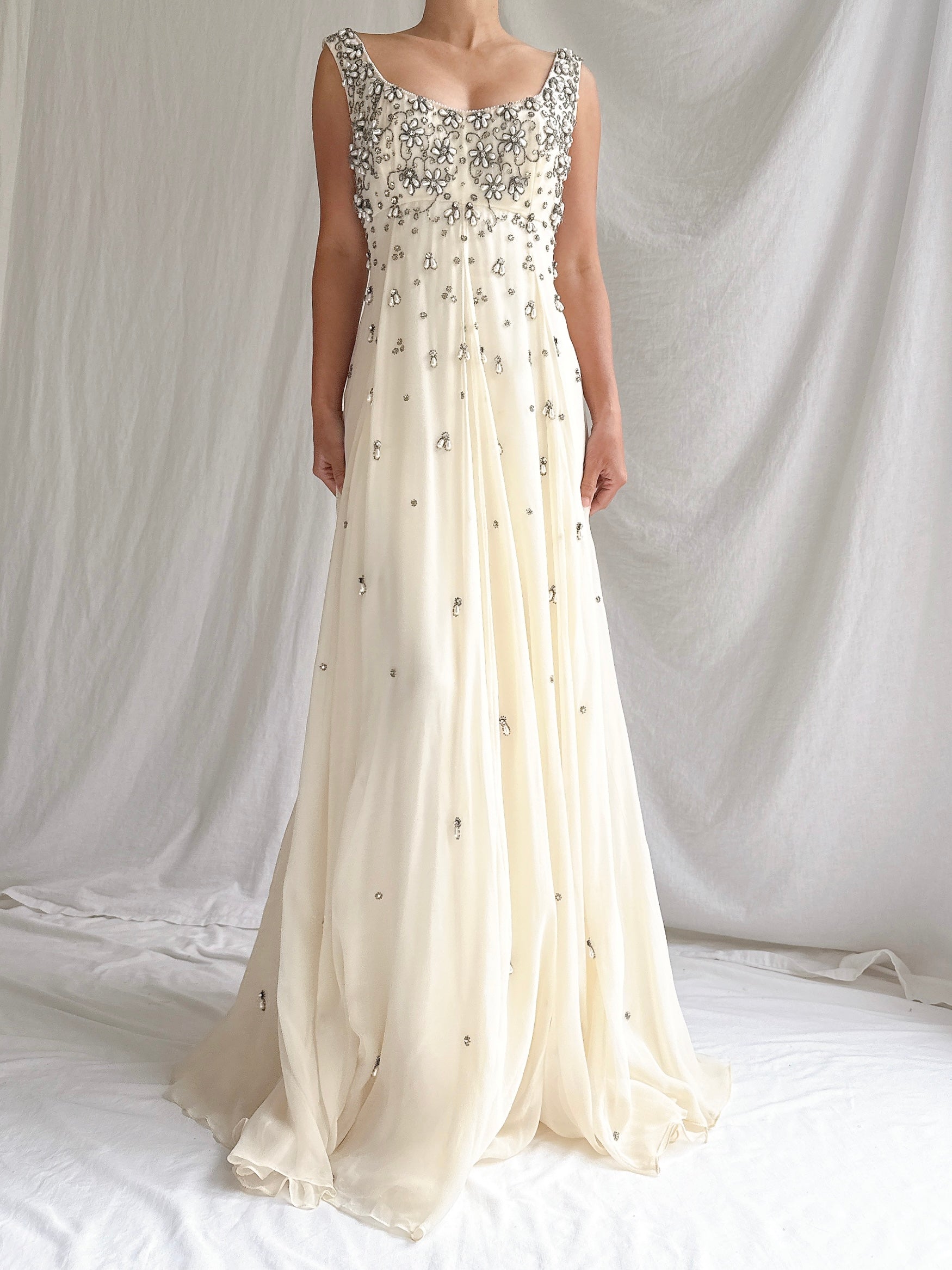 1960s Hand-Beaded Pearl Gown - S/M