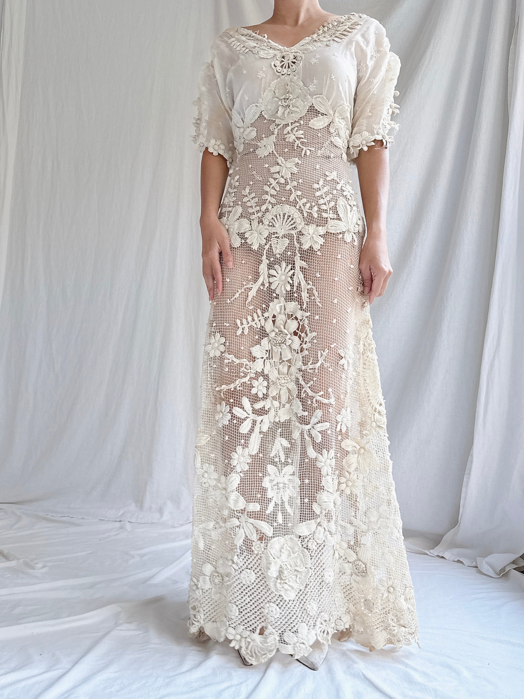 Antique Irish Lace Gown - S