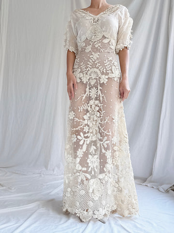 Antique Irish Lace Gown - S