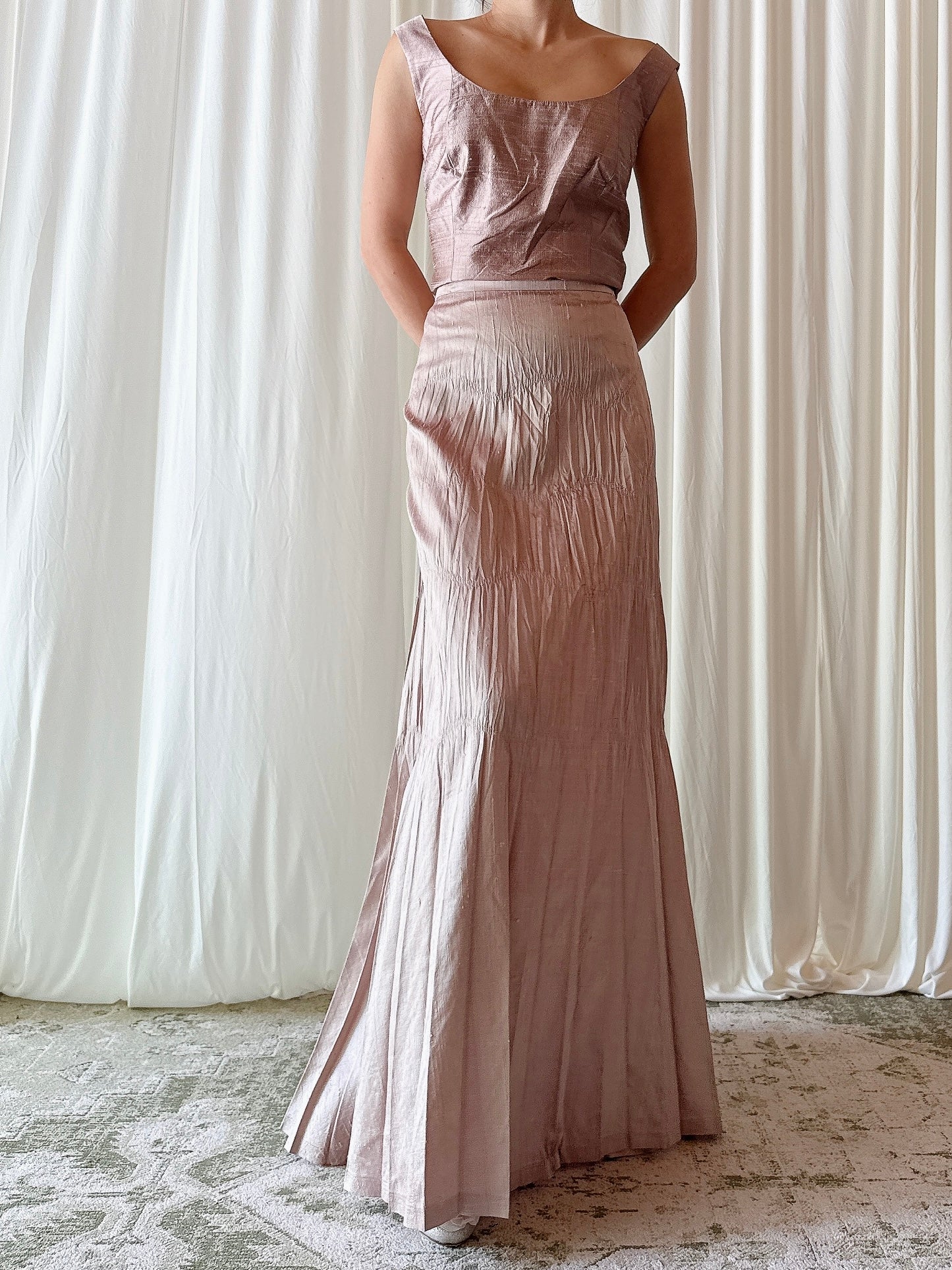 Vintage Paul Vasseur Dusty Rose 2 Piece Set - FR 44