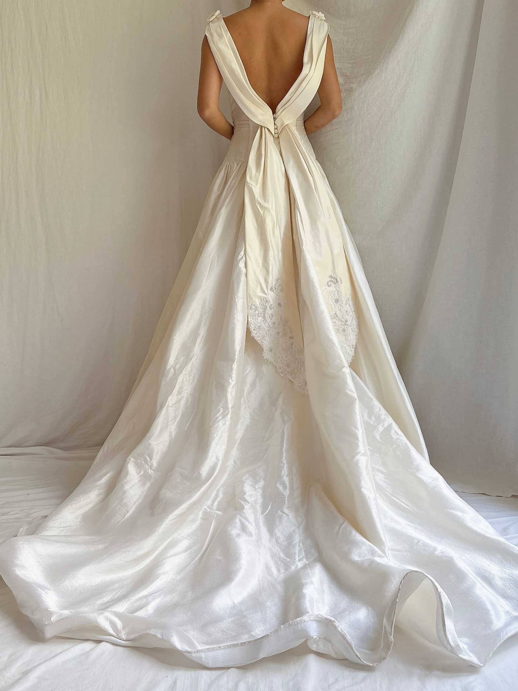 Vintage Silk Boatneck Gown - S/M