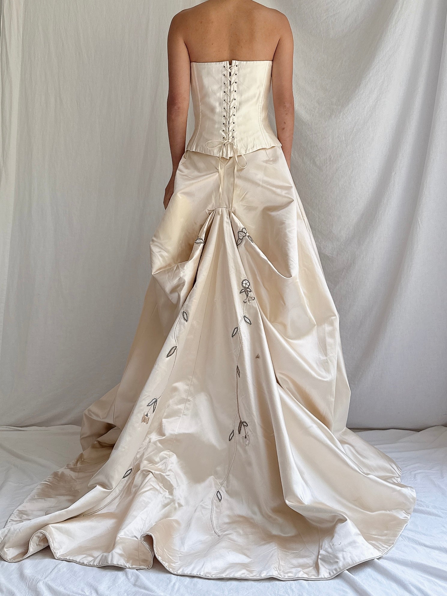 Vintage Eavis & Brown Skirt with Silk Bustier - M