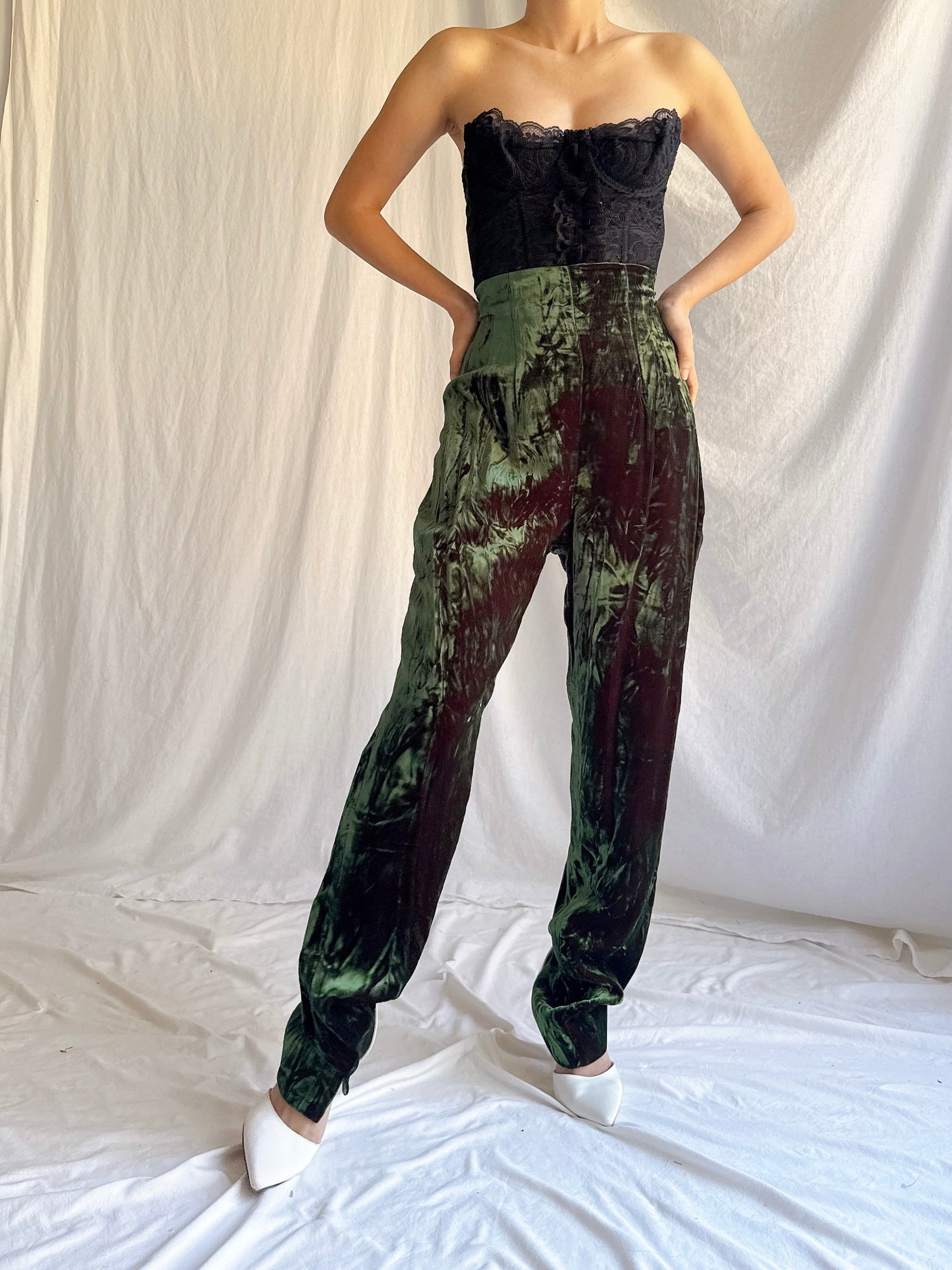 Vintage IDOL UK Crushed Velvet Trousers - S