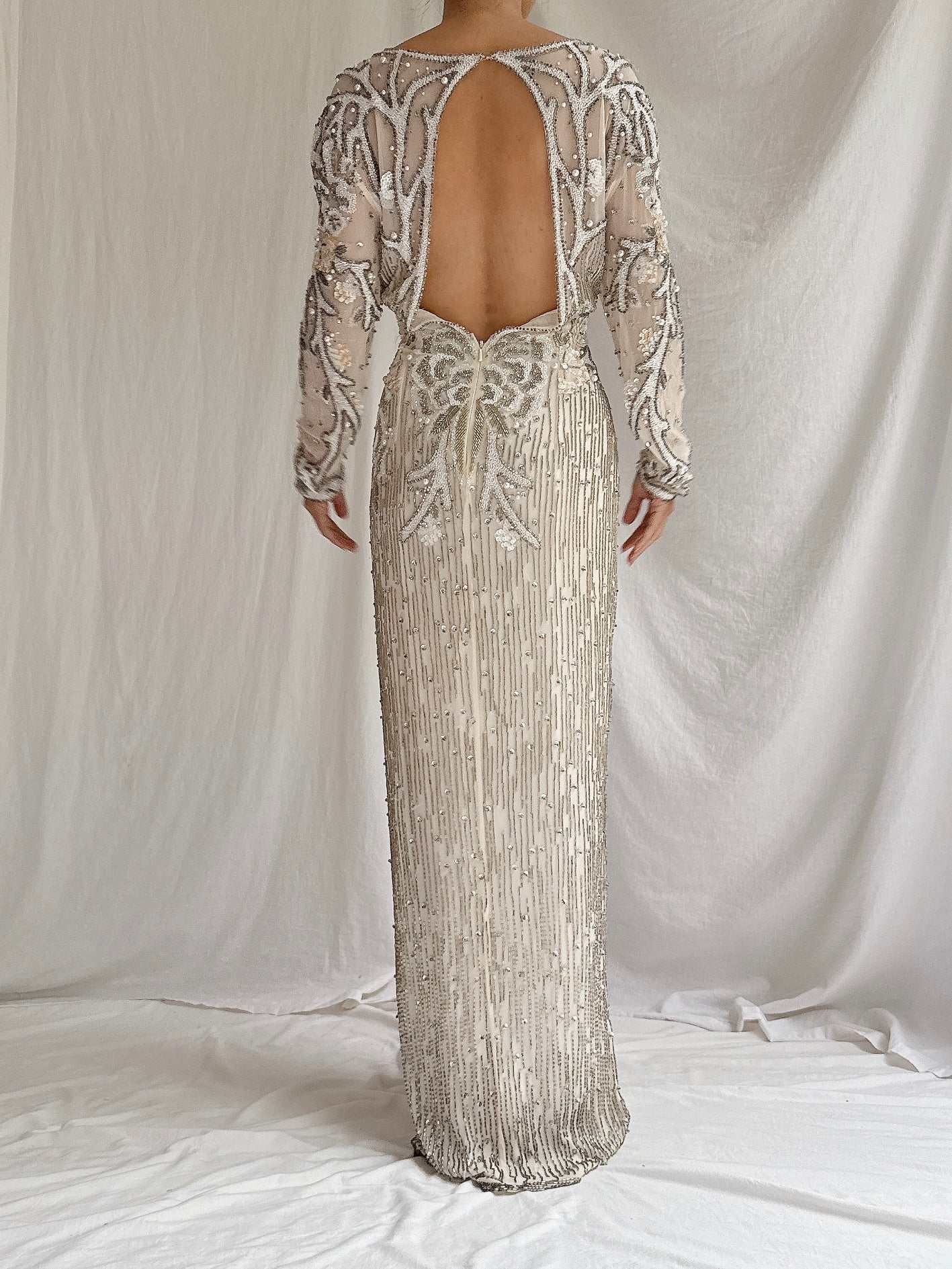 1980s Silk Beaded Gown - M