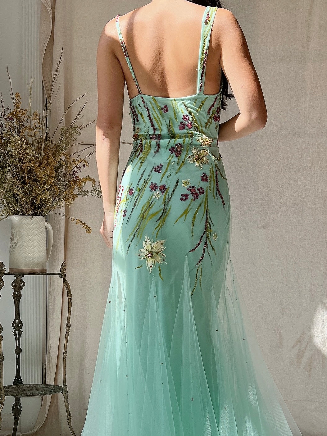 Vintage Alberto Makali Painted Tulle Dress - S