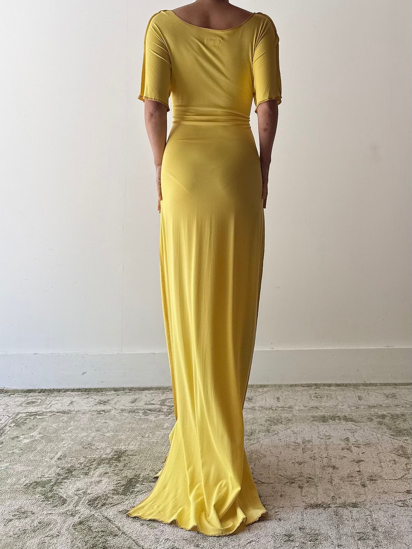 Vintage Benoit F. Yellow Stretchable T-Shirt Dress - M