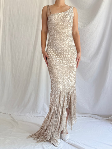 Y2K Alberta Makali Silk Beaded Gown - S/M