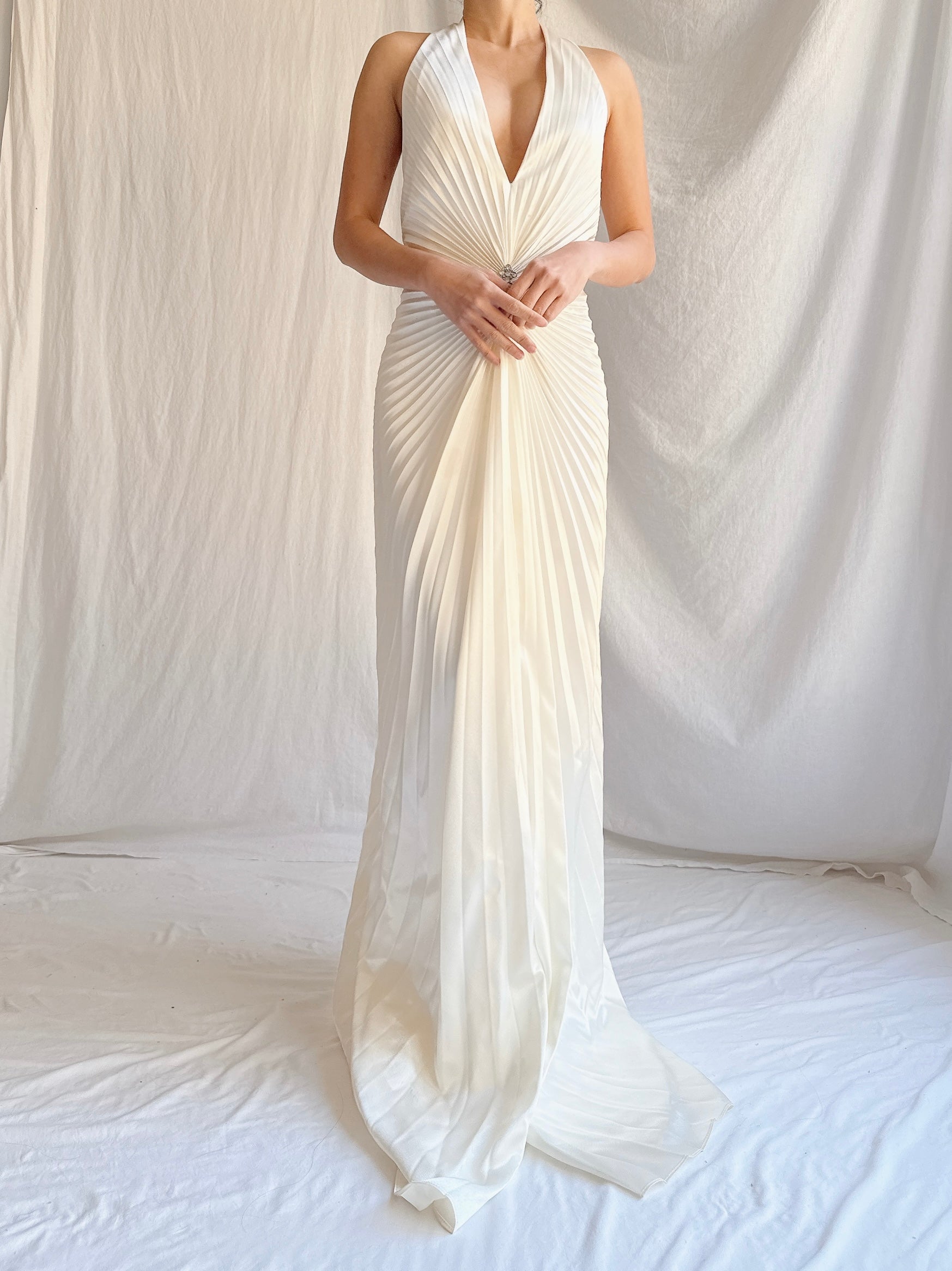 Vintage Satin Pleated Gown - M/L